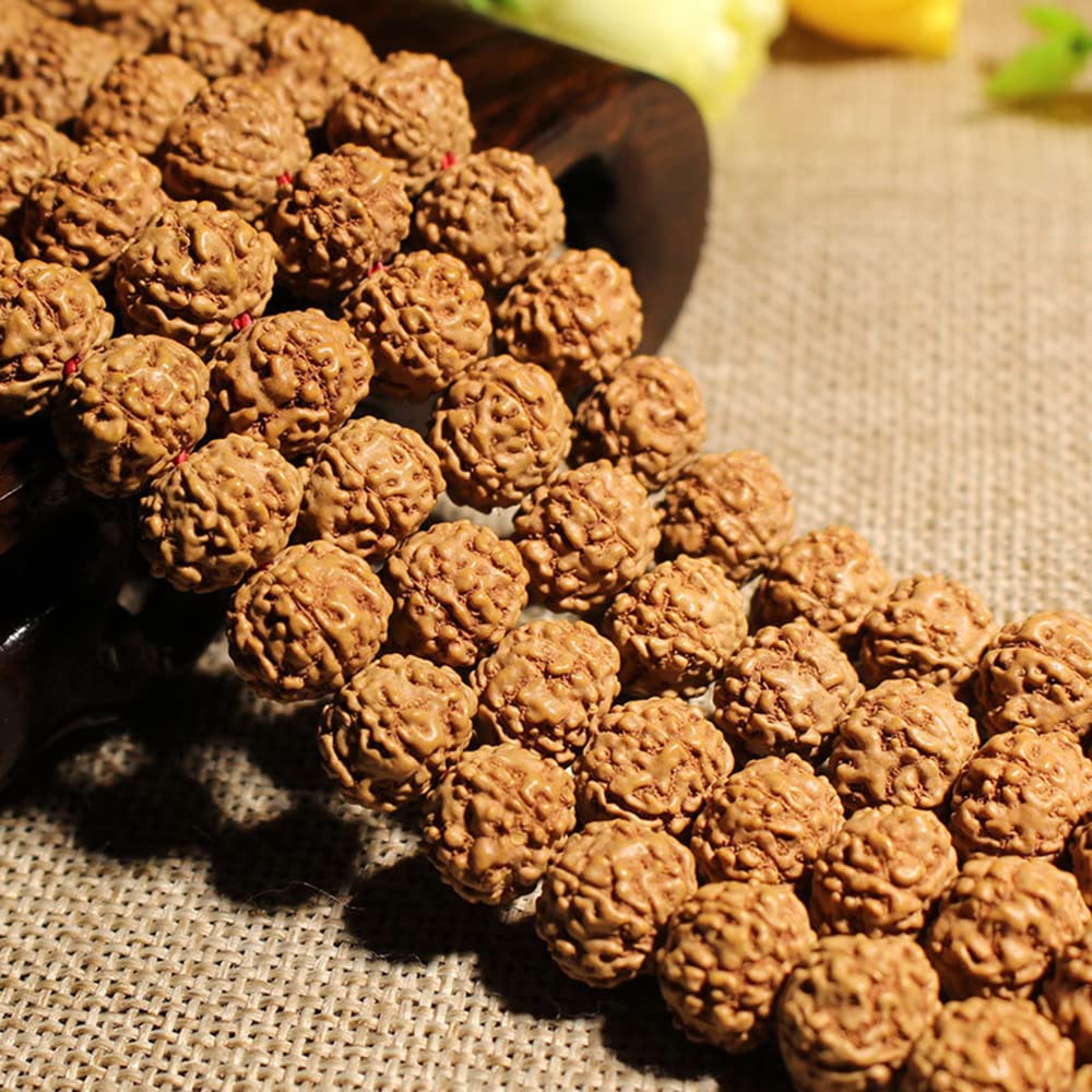 Cuenta de Buda, Collar de meditación, Collar de Cuentas de Rudraksha Mala de 9 mm, Pulsera de Cuentas de oración de Buda 108 para Japa, meditación