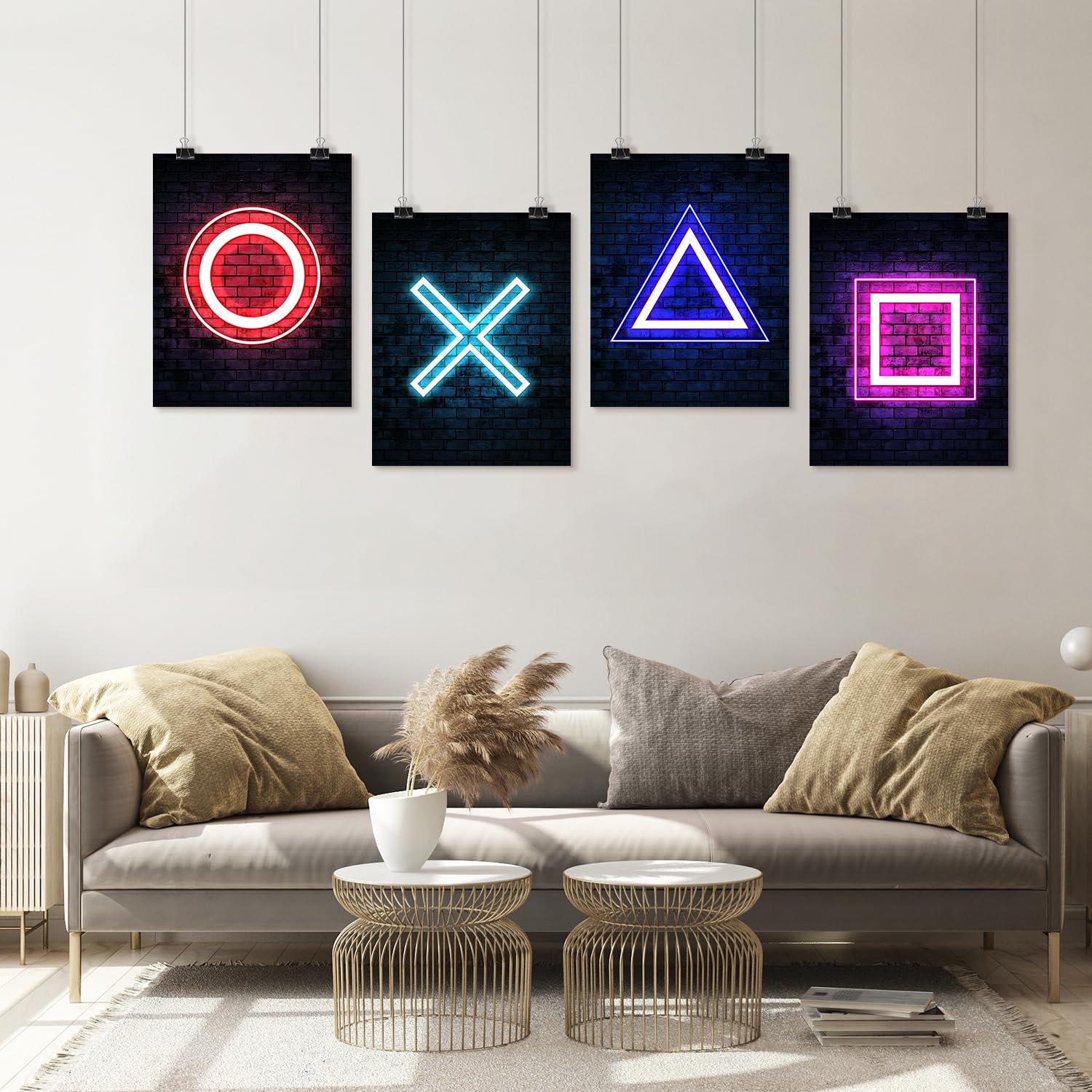 Amazon.com: SIGNWIN Poster Set Neon PlayStation Button Icons