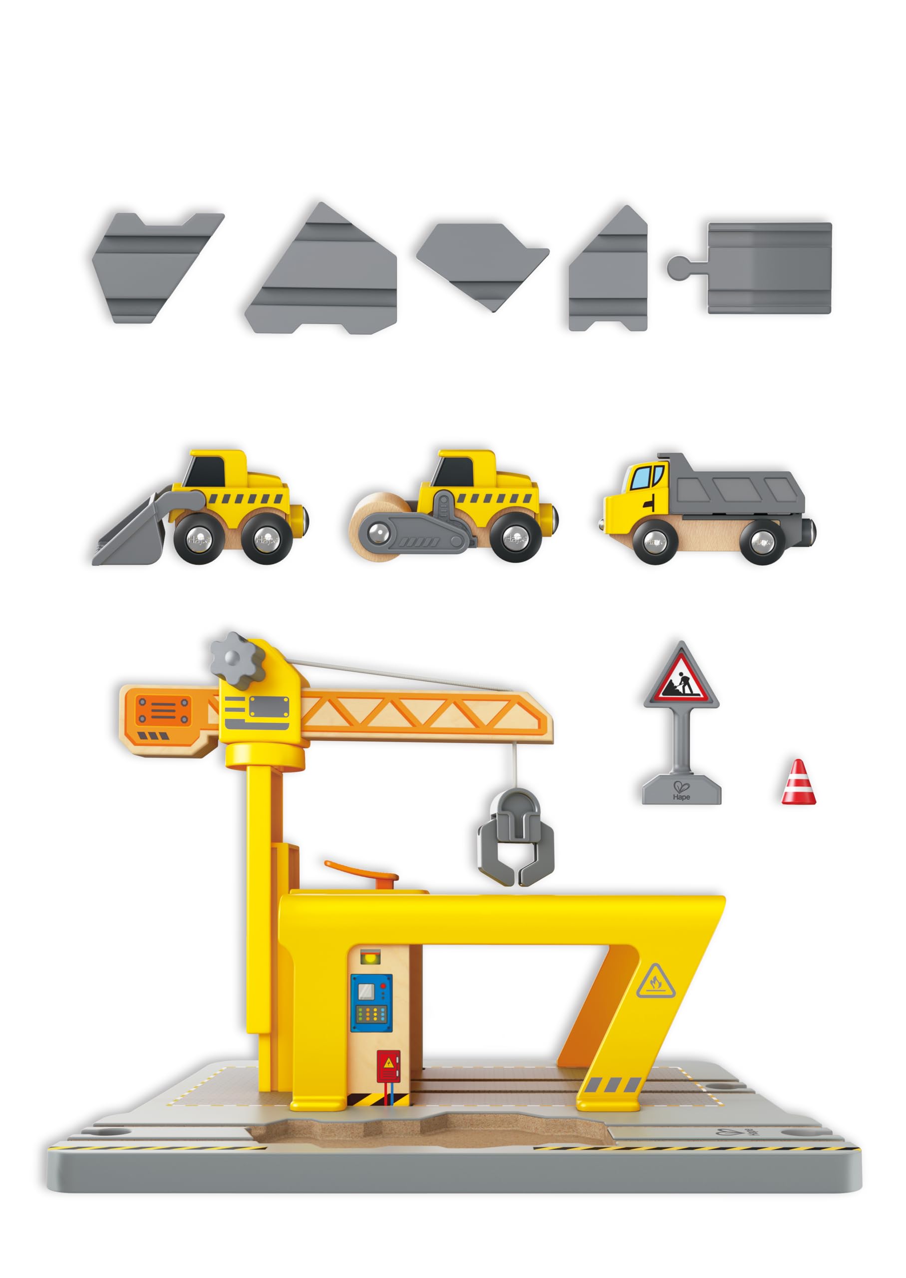 Grúa de construcción Hape para niños|Set Ampliable para Juego Creativo