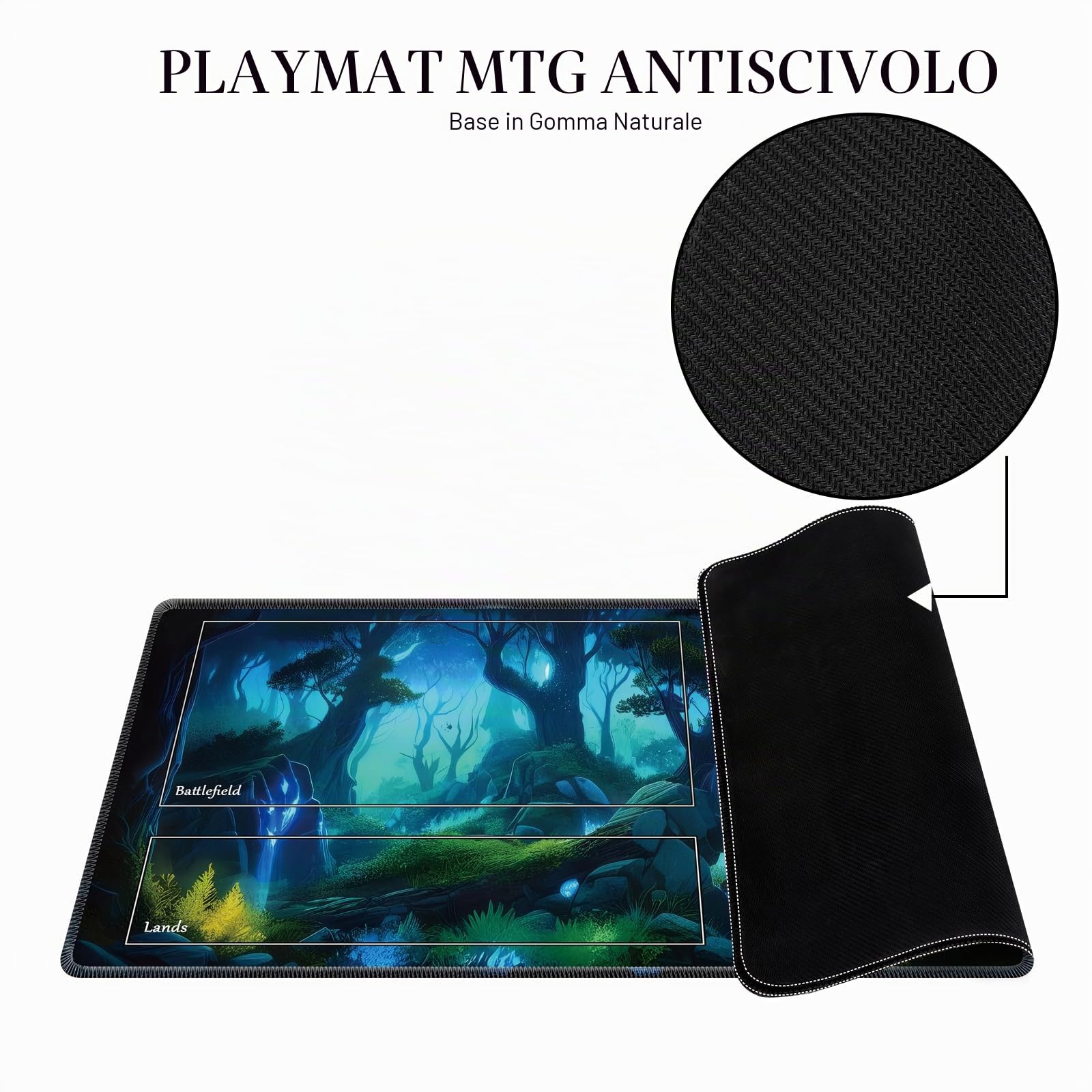 MTG - Tappetino da gioco, 24" x 14", MTG TCG, con bordi cuciti, stampa HD, tappetino da gioco per giochi di carte, antiscivolo, con custodia, albero da combattimento