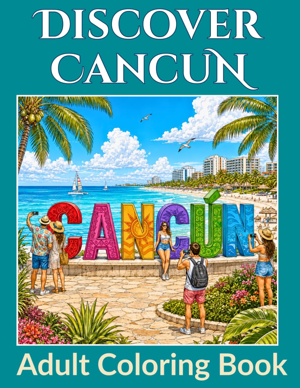 Discover Cancun Mexico Coloring Book: Featuring Tropical Beaches, Ocean Adventures, Wildlife, Resorts, and Mexican Paradise for Adult Coloring (Travel Coloring Books)