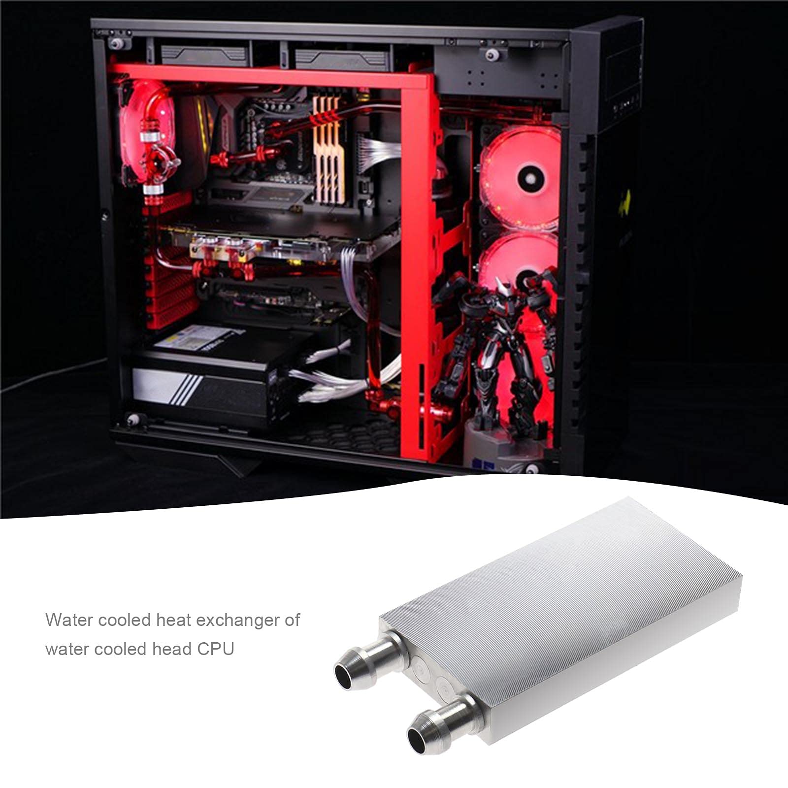2x Bloc de Refroidissement par Eau en Aluminium 40x80x12mm pour Refroidisseur d'eau Système de Dissipateur de Chaleur CPU Graphique Radiateur avec Buse de 9mm