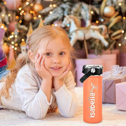 Miniatura 2 de Botella de agua personalizada para niños para la escuela, botella de agua personalizada de acero inoxidable con nombres grabados, botella de agua