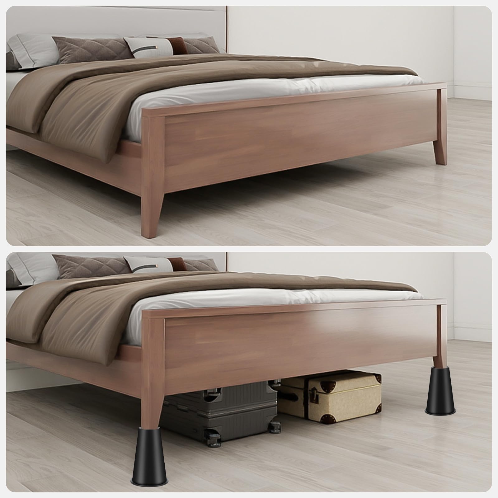 Confezione da 4 rialzi rotondi per letto, 20,3 cm, alzate per letto/letto/sollevatori per mobili, alzate per tavolo, per riporre sotto il letto, resistenti, per la regolazione dell'altezza dei mobili