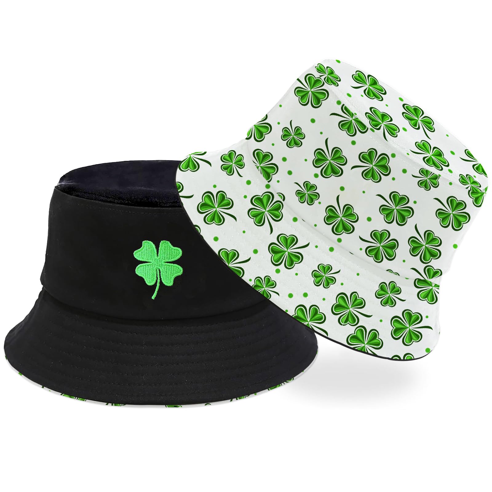Rurymoe St Patricks Day Accessories Bucket Hat Unisex Sun Beach Bucket Hats for Women Men Packable Fisherman Hat Headwear Accessories (Green)