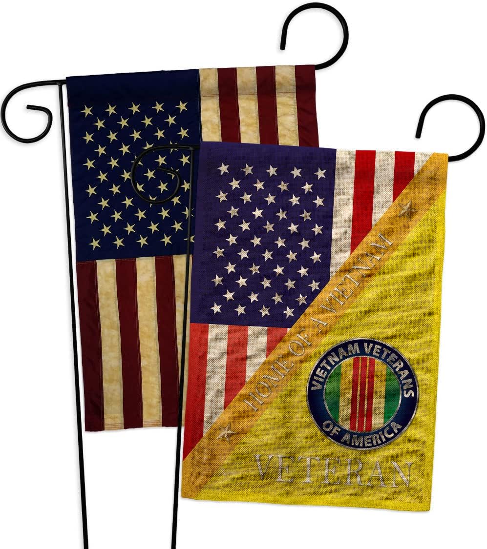 Service Home of Vietnam Burlap Garden Flags Pack Armed Forces All Branches Support Honor United State American Military Veteran Official USA Vintage Applique Gift Yard House Double-Sided 13 X 18.5