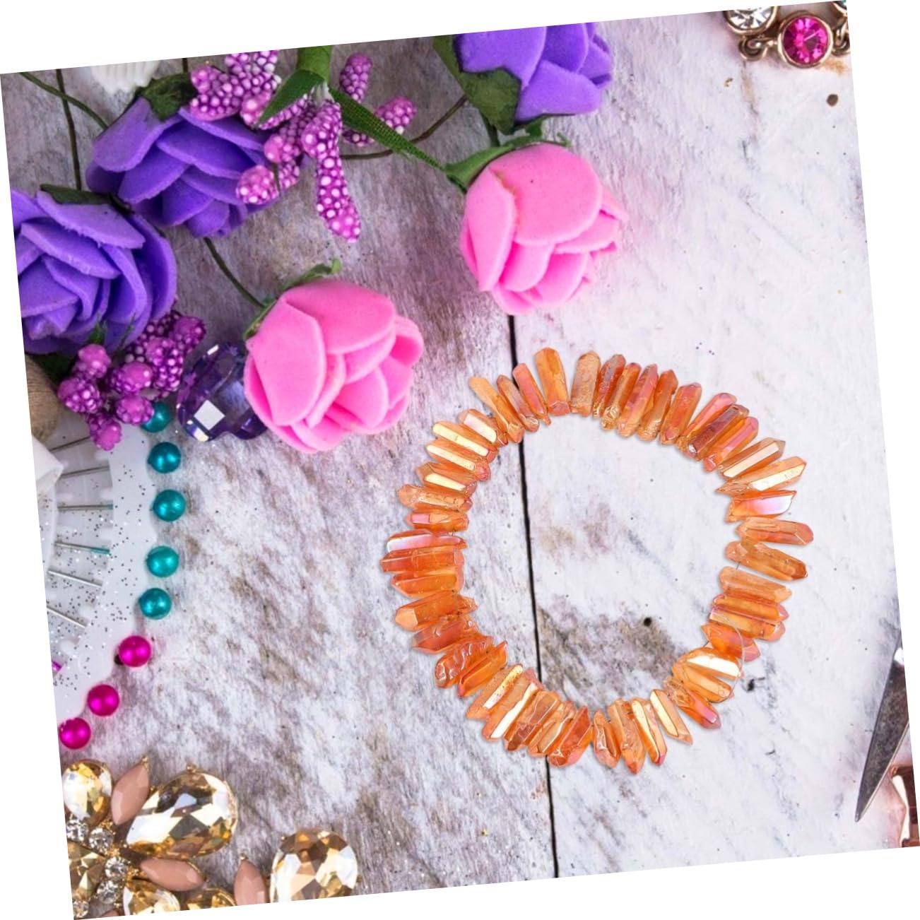SEWACC 3ensembles Kit De Bijoux Pierre Naturelle Ensemble De Pendentifs Cristal Orange Matériel Créatif pour Boucles Oreilles Et Accessoires De Coiffure pour Femmes