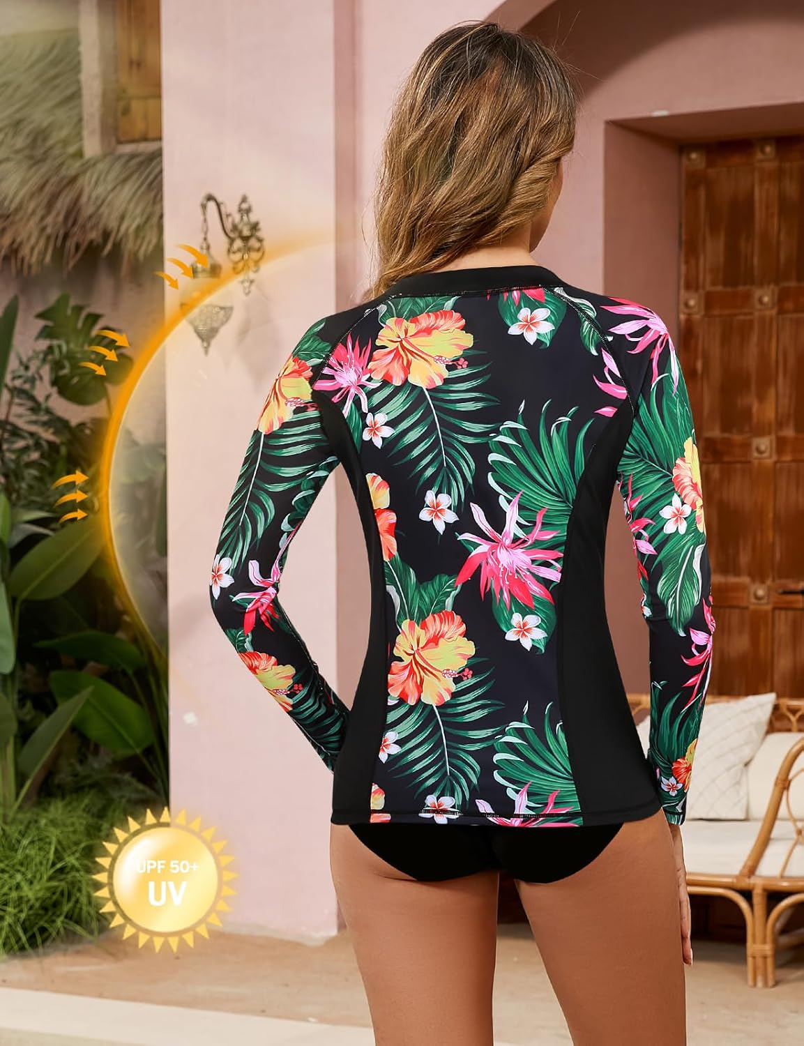 LURANEE Women's Zip Up Rash Guards for Women Long Sleeve Swimsuit UV Sun Protection Swim Shirts - Image 3