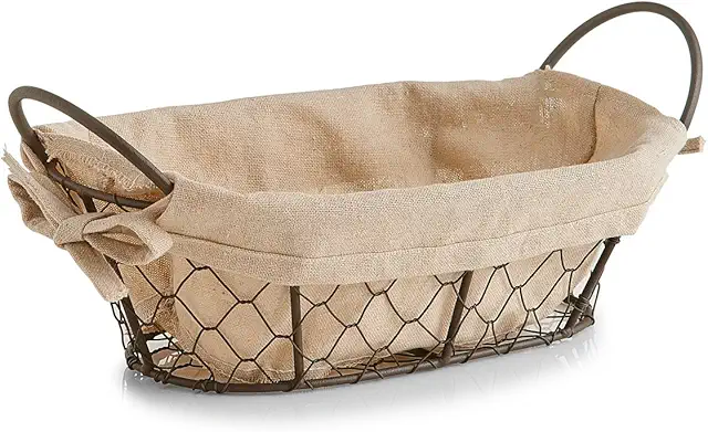 Cesto para Pan Zeller Countrystyle - Hierro y Lino, 26x17x9 cm