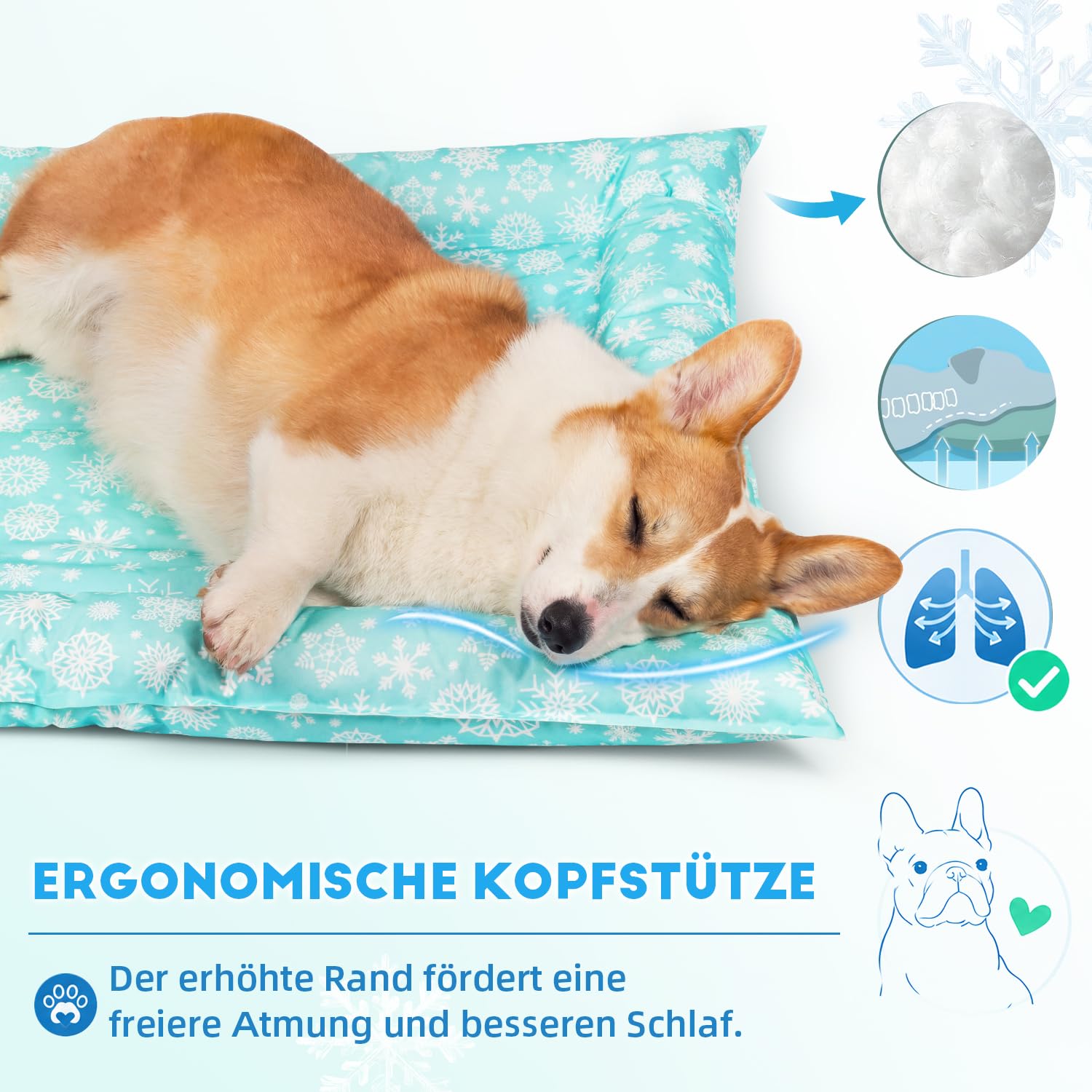 Pawtasy Kühlmatte Hund Kühldecke Hunde Katzen mit Ungiftiges Gel Hundekühlmatte Selbstkühlend Kratzfest Kühlkissen Kühlende Hundematte für Klein Mittelgroße Haustiere M 76 x 66 cm