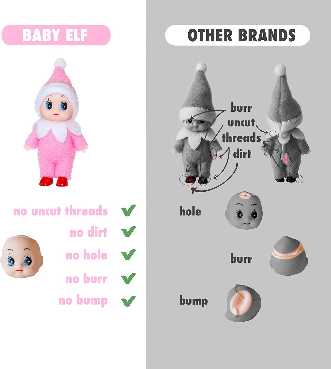 Christmas Baby Elf Doll in Pink Jumpsuit