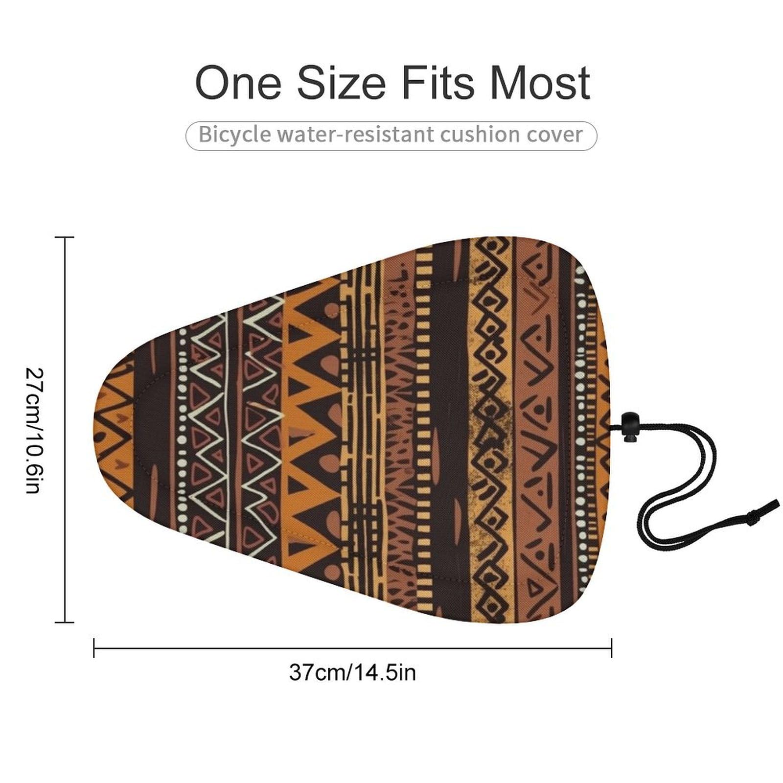 African Mud Cloth Tribal Bike Seat Cover for Men Women, Waterproof & Dustproof Bike Seat Cushion with Drawstring, Adjustable Bicycle Saddle Cover for Or Rain & Sun Protection