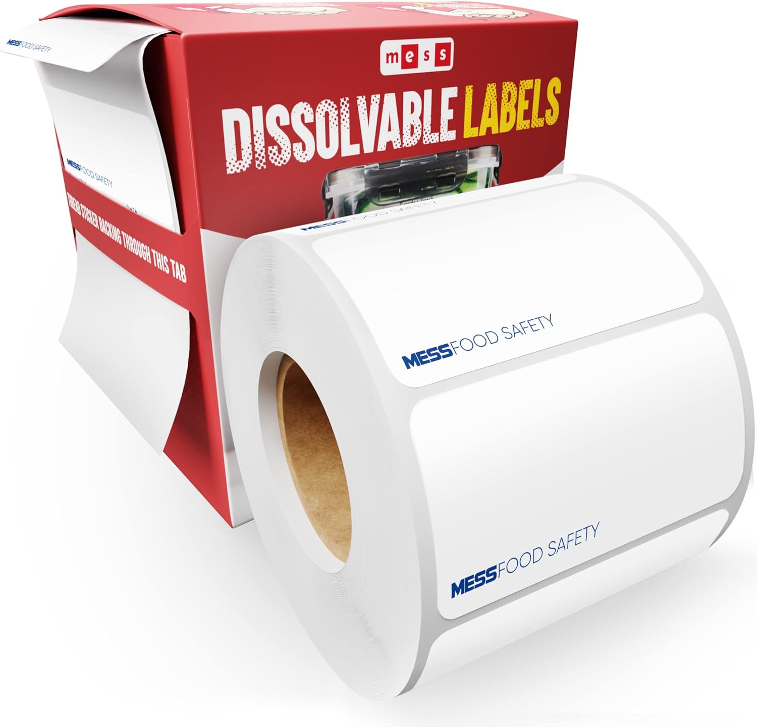 MESS Dissolvable Food Labels for Containers 1x2