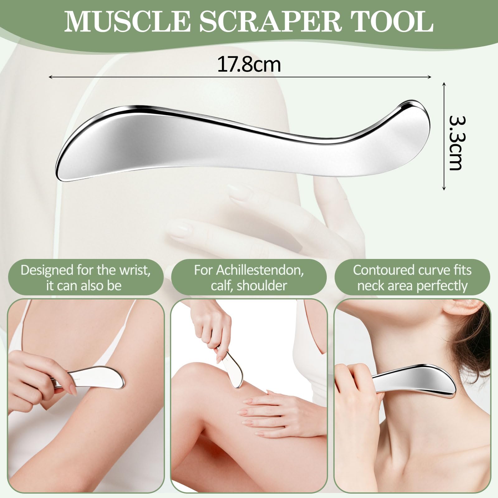 Outil de Massage Gua Sha 4 en 1 en Acier Inoxydable,Gua Sha pour tissus mous pour le Visage, les Yeux, le cou, le Corps