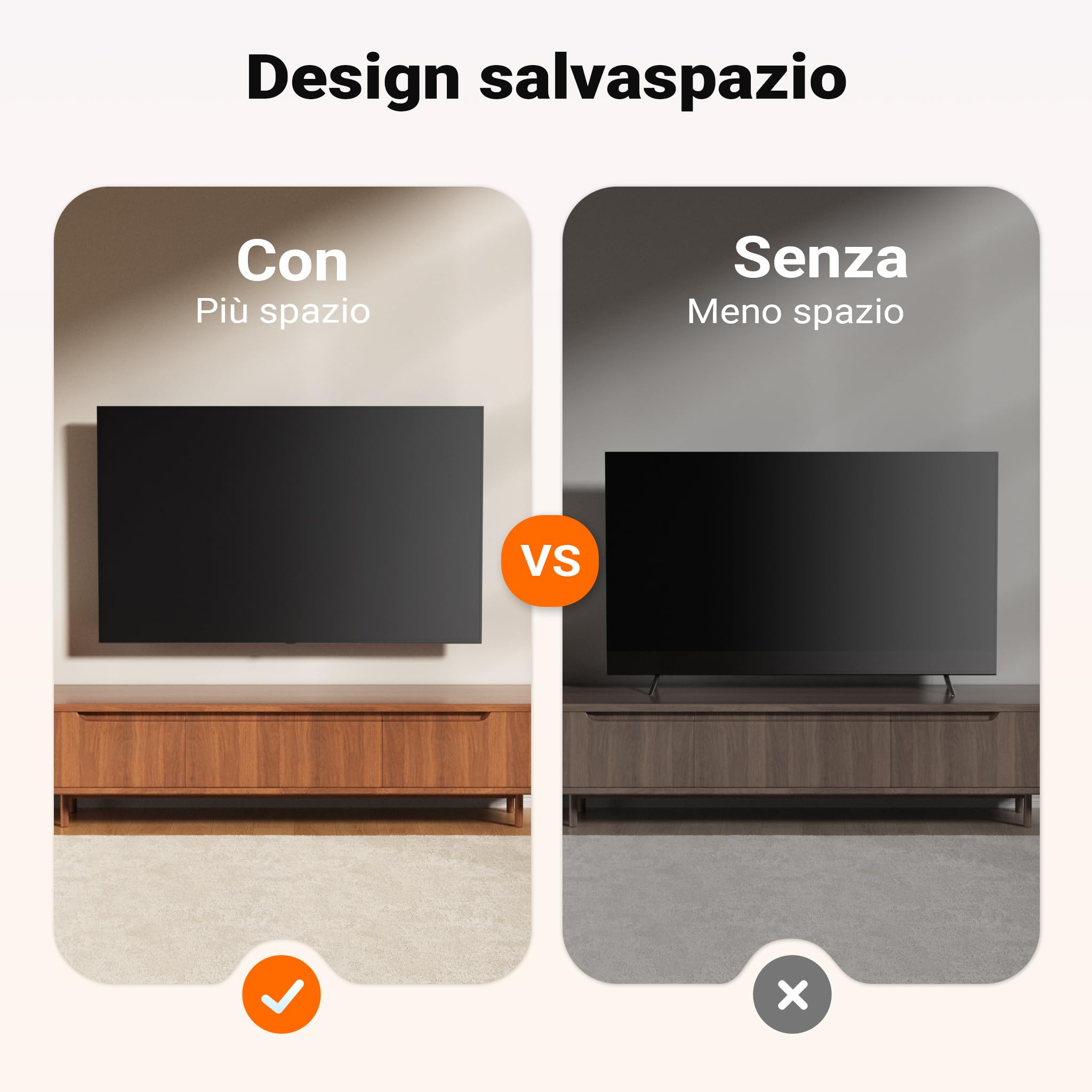 Wiltec Supporto TV 23“-65”, staffa porta TV a muro orientabile con portata fino a 35 kg, braccio porta schermo salvaspazio