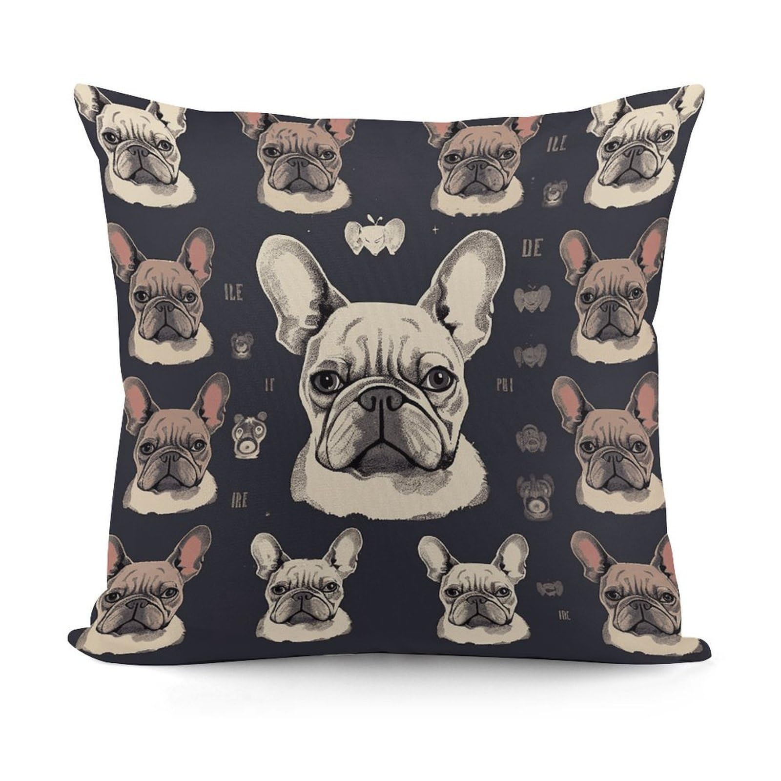 VstaDank I Love French Bulldog Throw Pillow Cover Soft Square Cushion Cover Art Artwork Pillow Covers Mordern Couch Pillow Covers Decorative Cushion Case for Chair Couch Bedroom Living Room