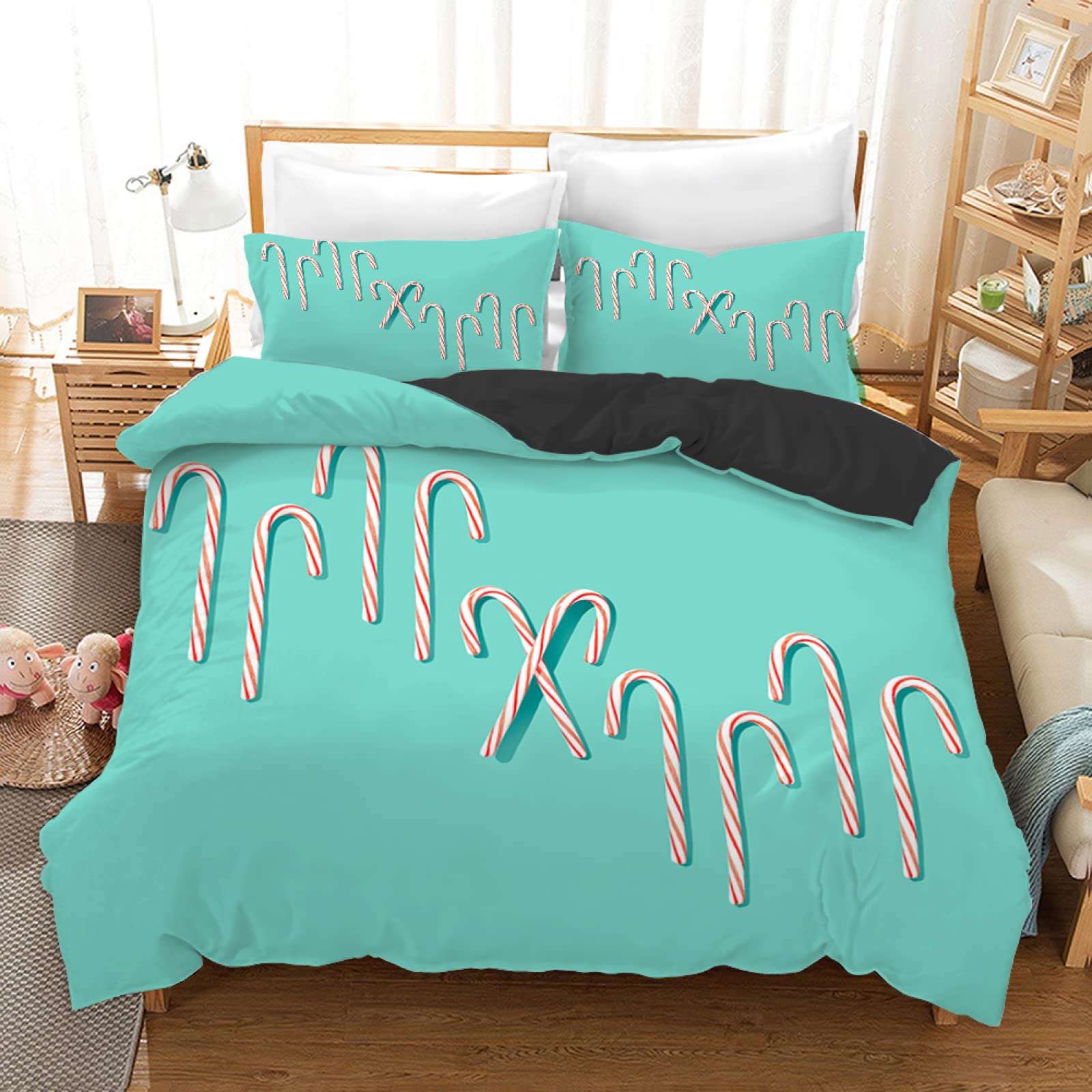 Housse de couette 160x200 Sucre Bleu en microfibre premium 110g à tissage serré