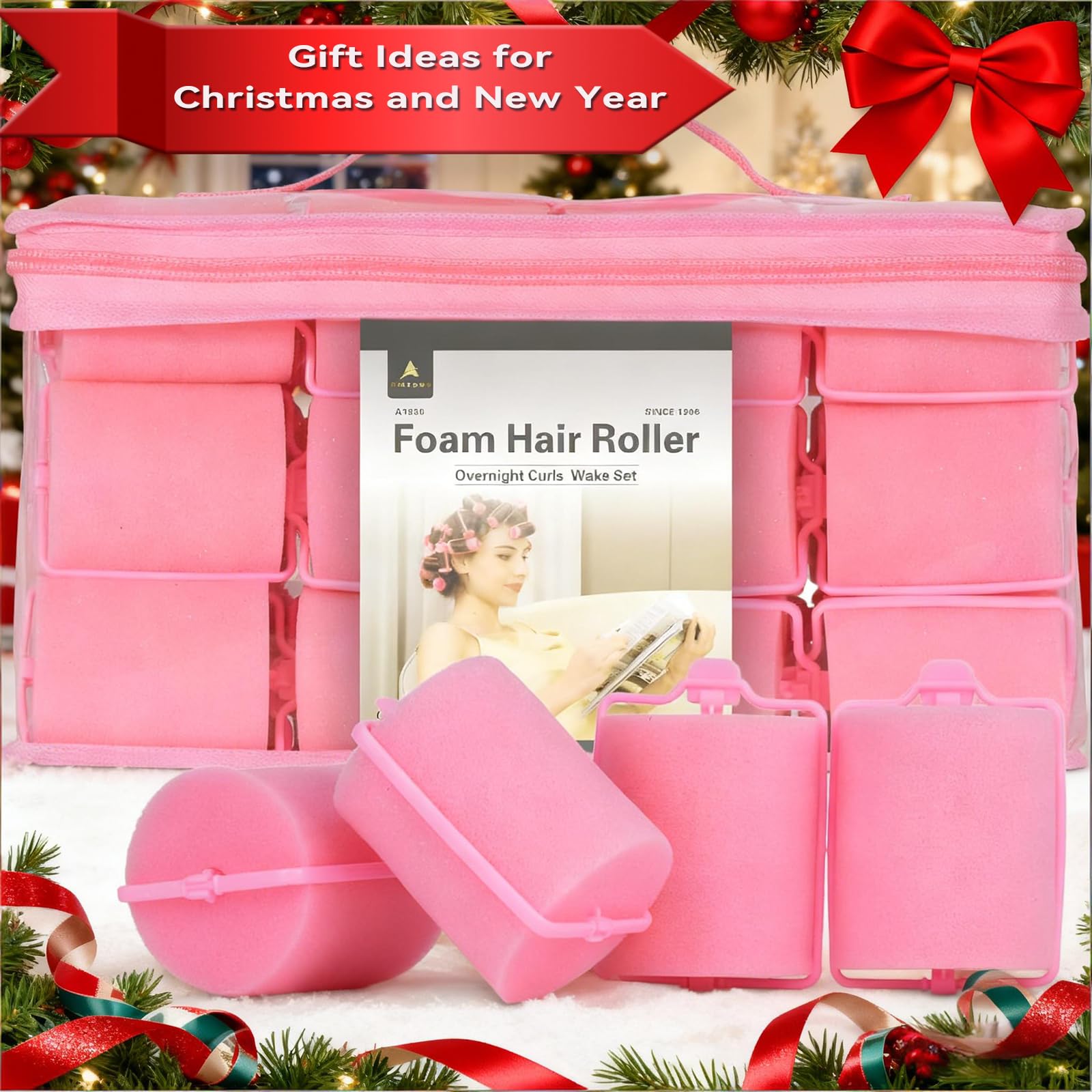 24 rodillos de esponja de espuma para el cabello, rizadores de pelo suaves para dormir para peinar el cabello (2 pulgadas, rosa)