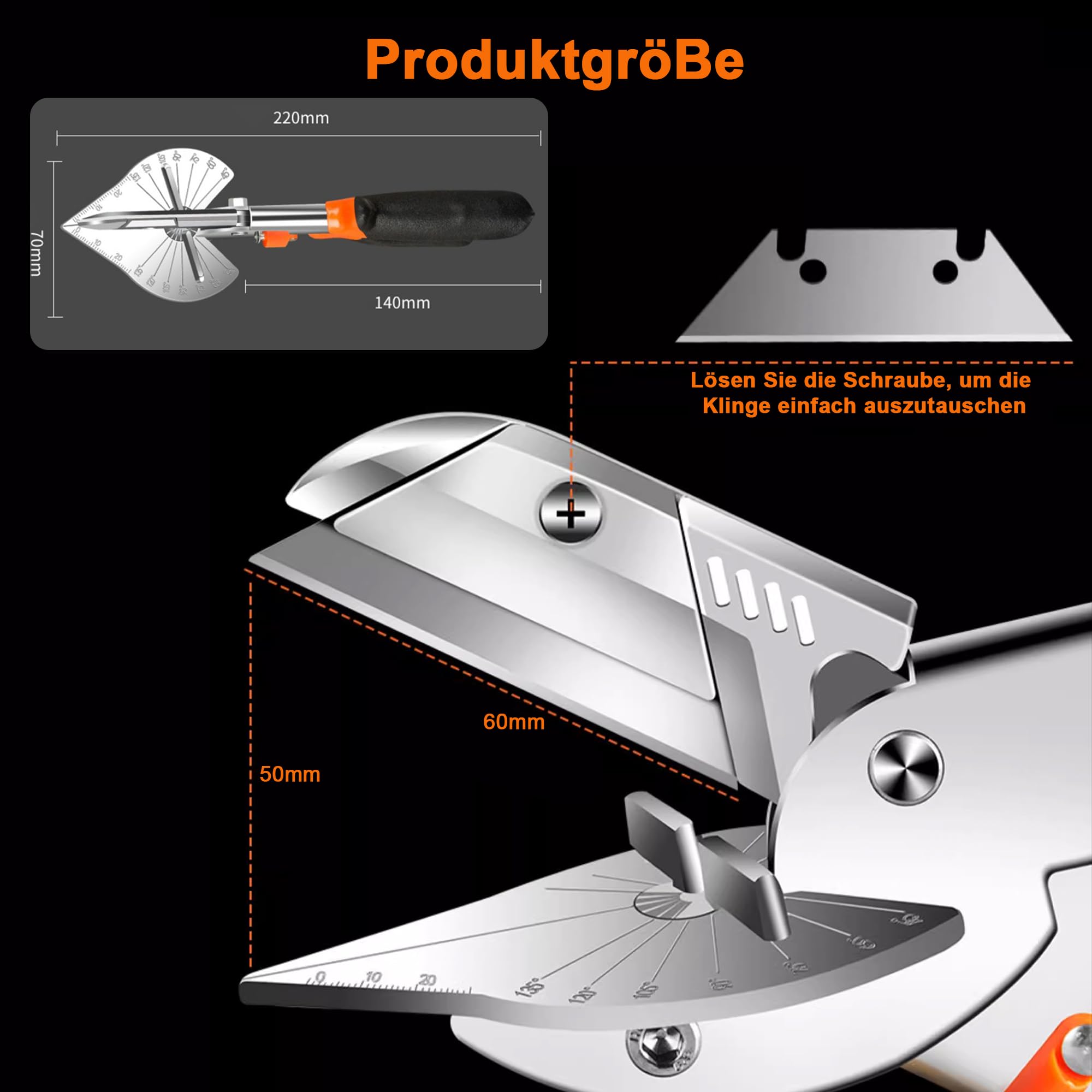 Forbici Per Tagli Obliqui 45-135° - Con 6 Lame Di Ricambio - Per Vinile, Legno, Plastica - Regolazione Angolo Precisione - Foto 10