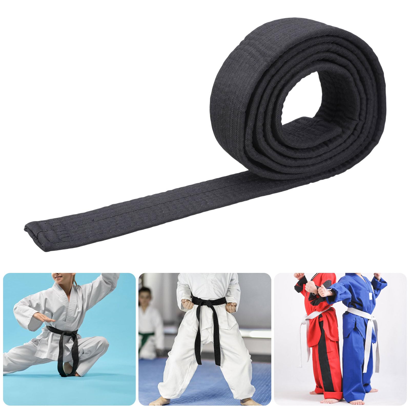 Ceinture d'arts martiaux pour enfants - 180 cm de long - Ceinture de judo longue et souple - Ceinture blanche - Ceinture de taekwondo, karaté, ceinture noire