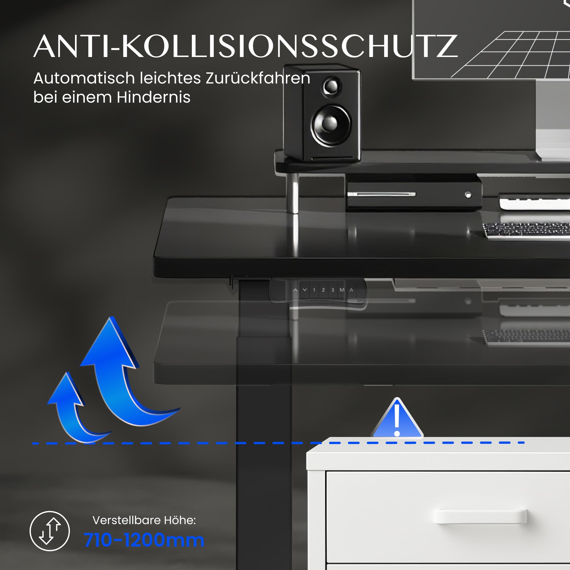 FLEXISPOT Höhenverstellbarer Schreibtisch Gestell mit Dualmotor, 300KG Tragkraft, ideal für große Tischplatten & Multi-Monitor-Workstations, 10 Jahre Garantie (ValtreX E300 Schwarz)
