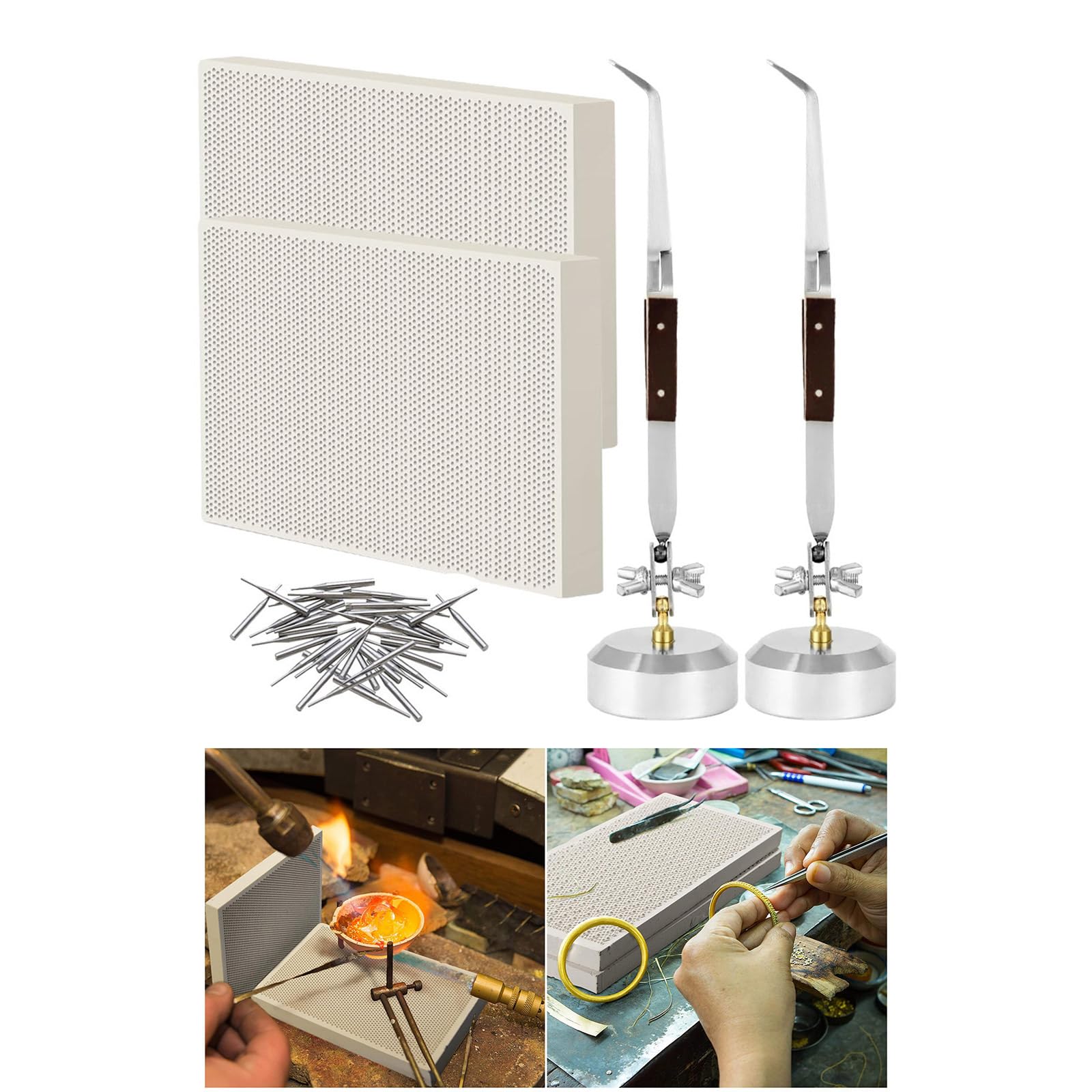 Plataforma de soldadura de cuarzo, herramienta de elaboración de joyas que incluye accesorios de precisión y textura de estuche portátil para joyería, tablero de soldadura de panal