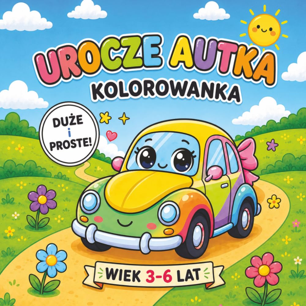 Urocze Autka Kolorowanka: Duże i Łatwe Kolorowanki dla Dzieci 3–6 Lat