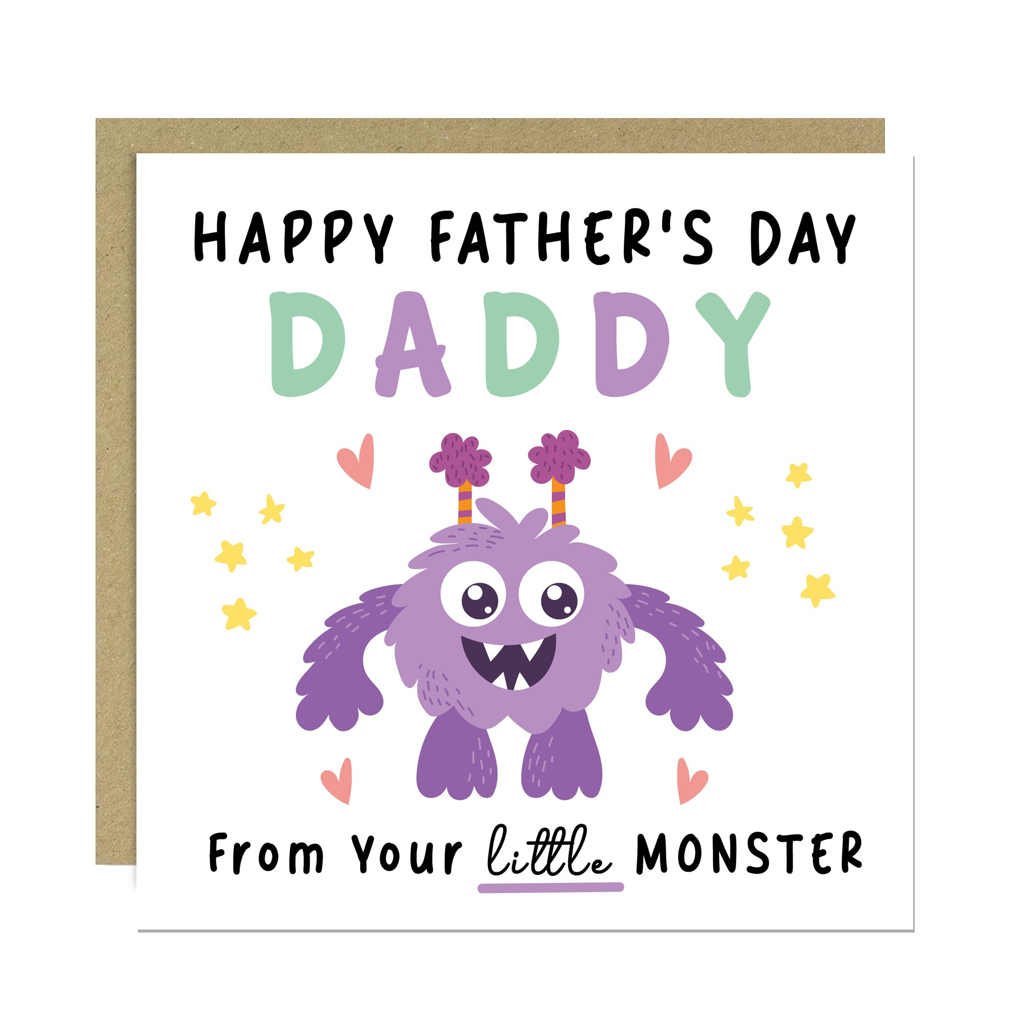 RED OCEAN Happy Fathers Day Card For Daddy From Your Little Monster Daddy Card From Daughter Son Cute For Fathers Day With Envelope
