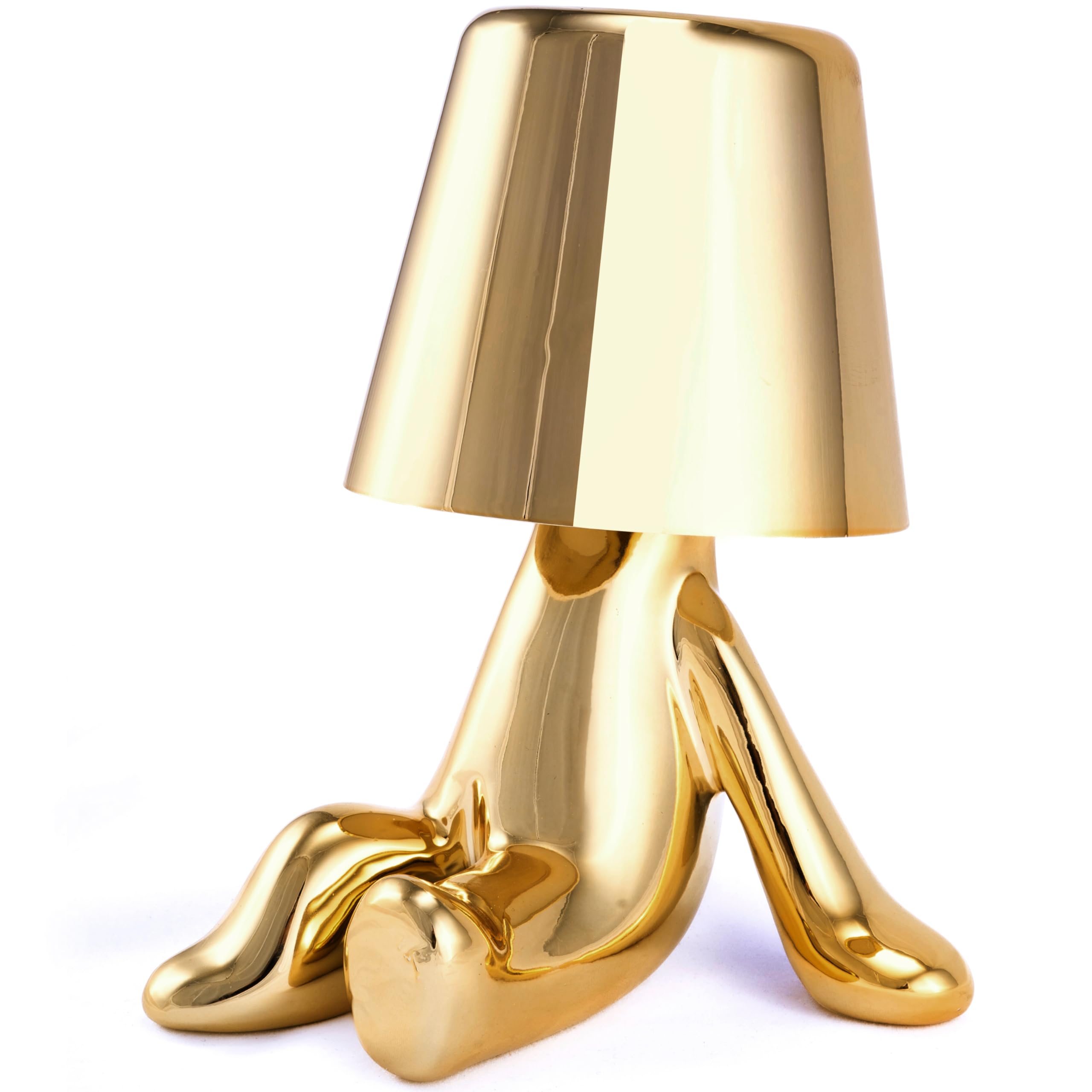 BESTY HOME Table Lamp, 1800mAh Portable Thinker Lamp Statue LED Bedside Restaurant Desk Lamp, USB Rechargeable 3-Level Dimmable, Living Room Office Nightstand Decorative Kids Adults (Timmy - Golden)