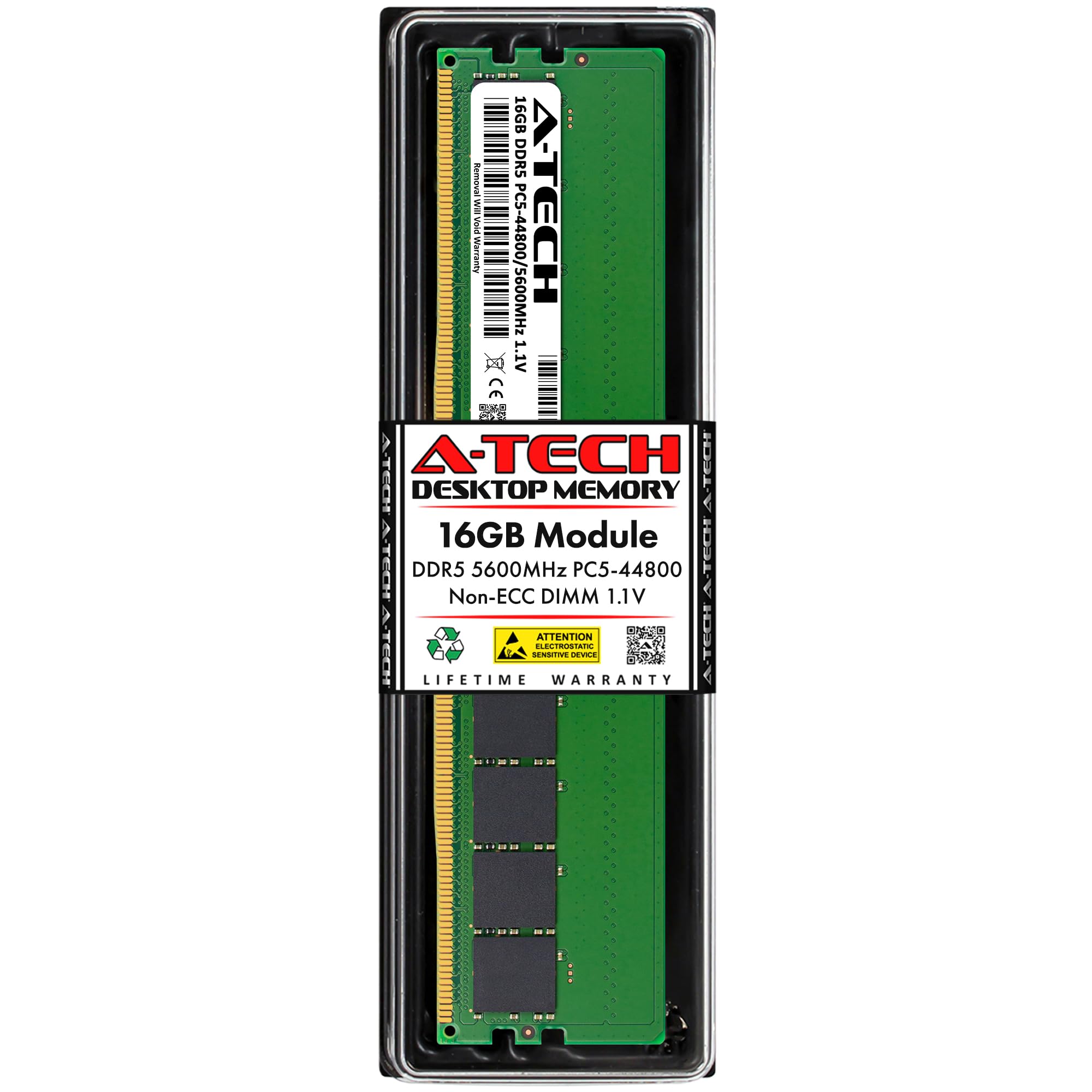 A-Tech 16GB DDR5 5600MHz PC5-44800 CL46 UDIMM 1.1V Non-ECC Unbuffered DIMM 288-Pin Desktop PC/Computer RAM Memory Upgrade Module
