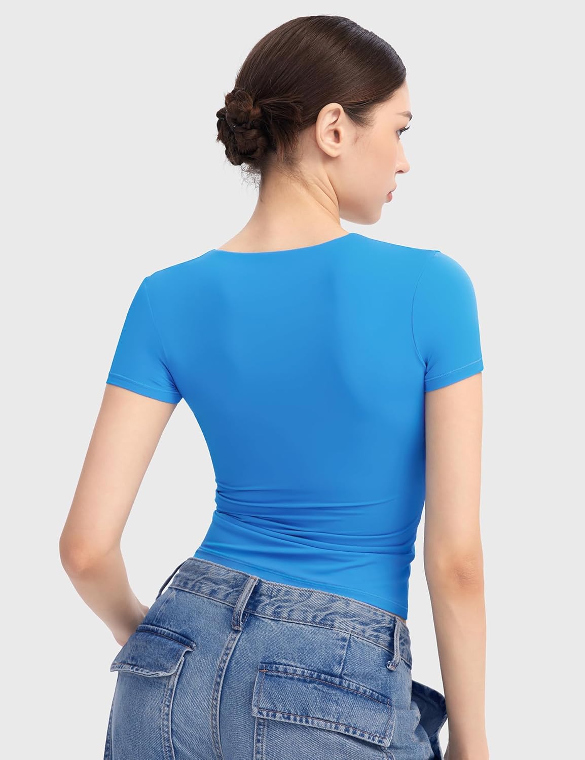 PUMIEY Women's V Neck Short Sleeve T Shirts Slim Fit Going Out Tops Sexy Basic Tee Sharp Collection - Image 5