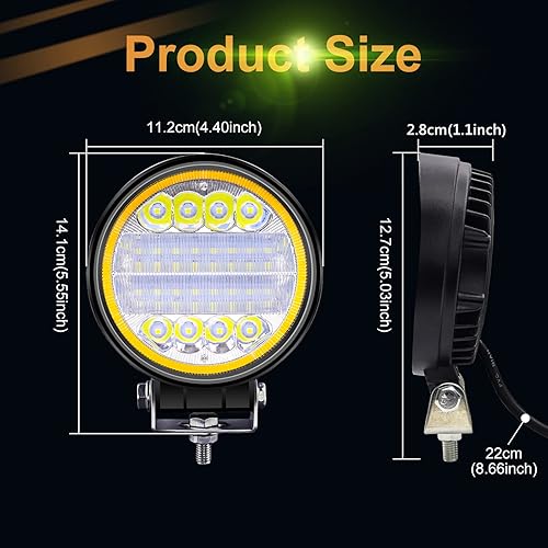 Miniatura 3 de 2 cápsulas de luz LED de 4.5 pulgadas, luces de trabajo combinadas de inundación de punto redondo de 72 W, luces de conducción antiniebla con vainas