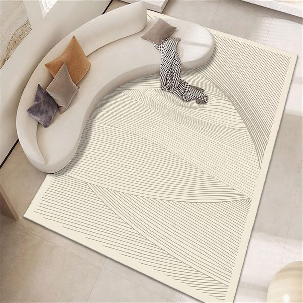 Chambre Bebe Fille Grand Tapis Chambre Tapis Lavable Gris décoration de Ligne Simple Facile à Entretenir Moquette Exterieur 80X150CM