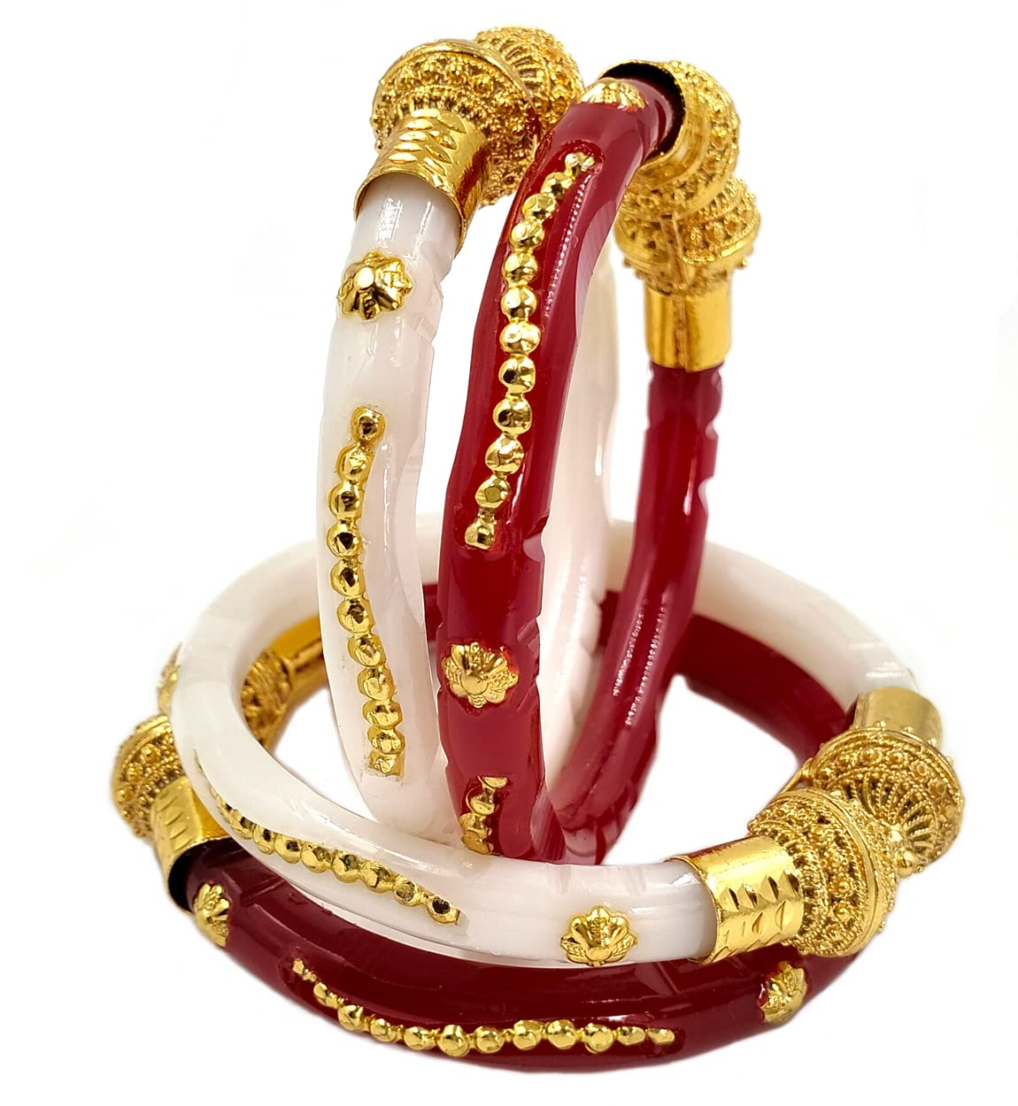 Tanvi J Plastic and Gold Plated Daily Use shakha pola Bangles for Women (2-2) (B0BN6PBS39) Amazon Price History, Amazon Price Tracker