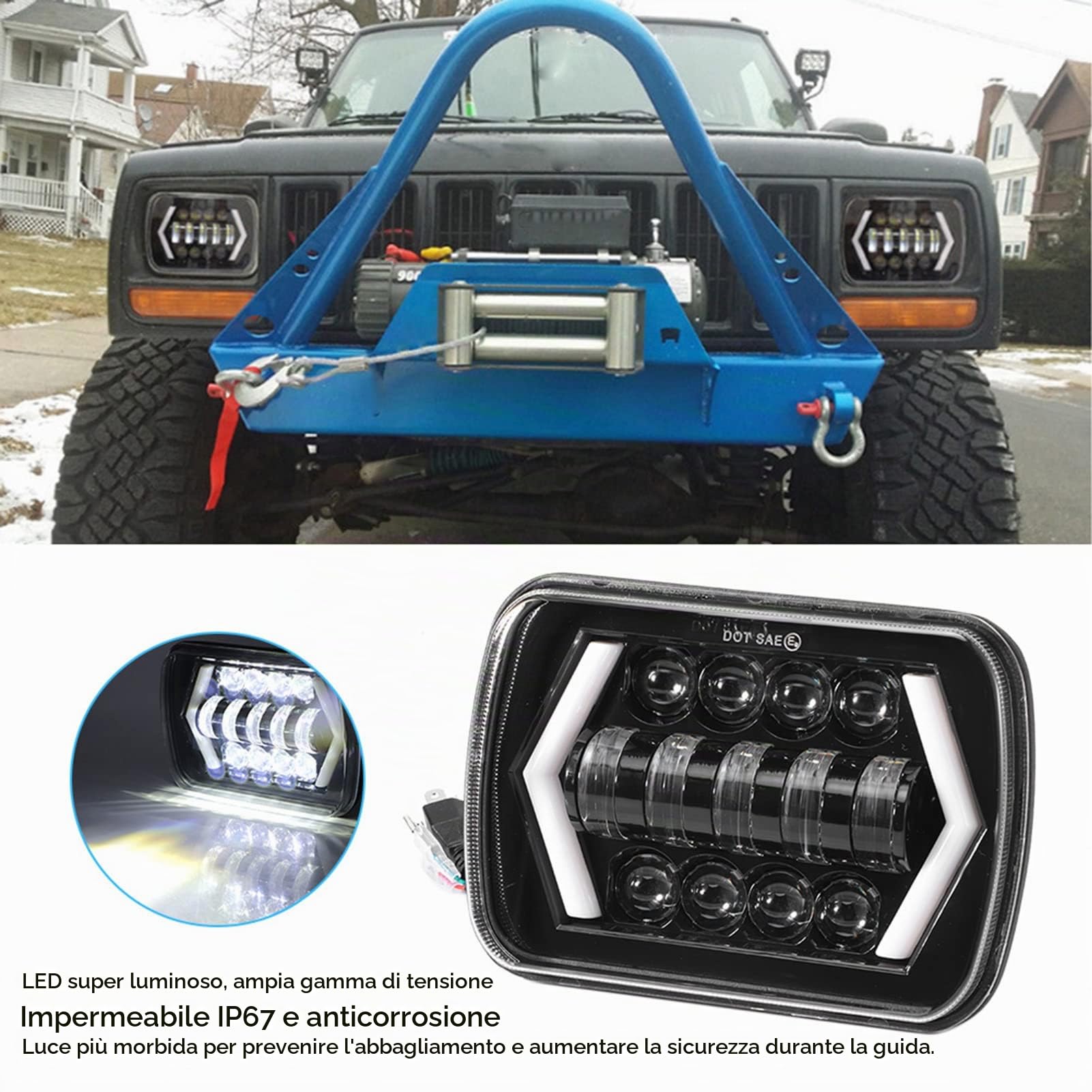 Tbest Fari, 5x7in Faro LED Quadrato Luce Anabbagliante/Anabbagliante Adatto per