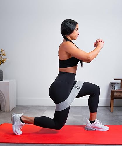 Miniatura 7 de DMoose Fitness Bandas de resistencia de tela para hacer ejercicio, bandas de tela antideslizantes para sentadillas, estocadas y rizos de bíceps,