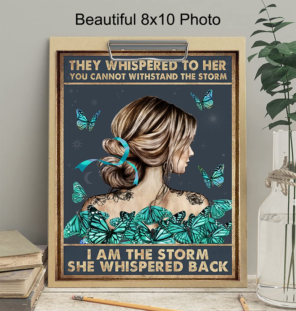Targa in metallo con scritta They Whispered to Her You Cannot Withstand The Storm, per casa, bar, garage, 20,3 x 30,5 cm