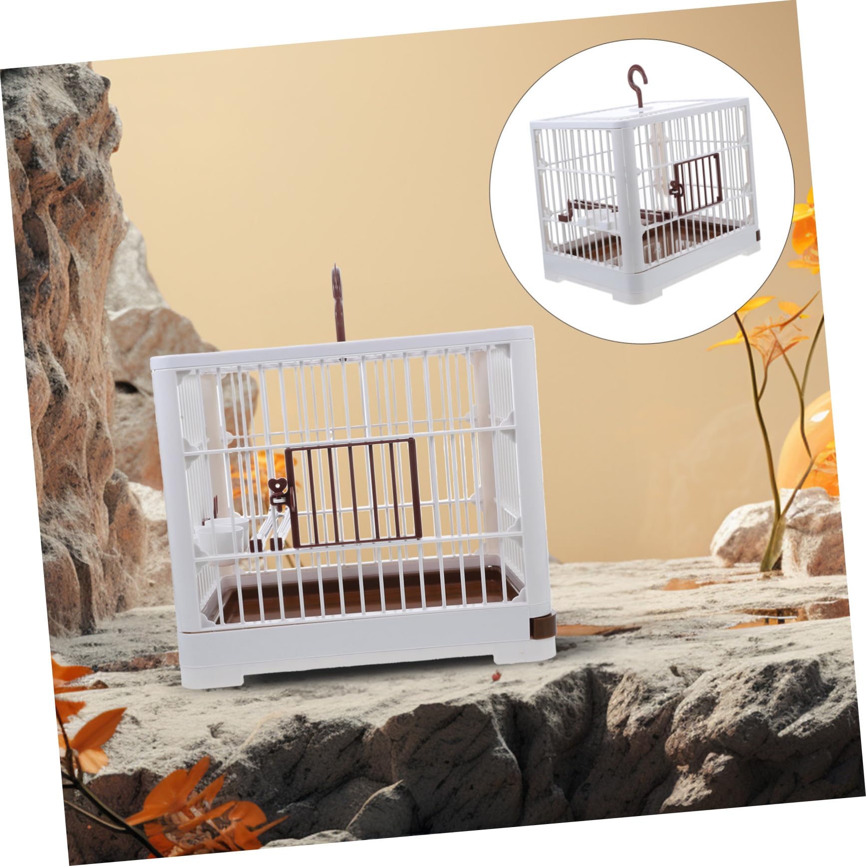 Happyyami Tragbarer Vogelreisekäfig Abs Abnehmbare Bodenschale für Kleine Vögel und Tauben Belüftungsöffnungen für Reise und Outdoor