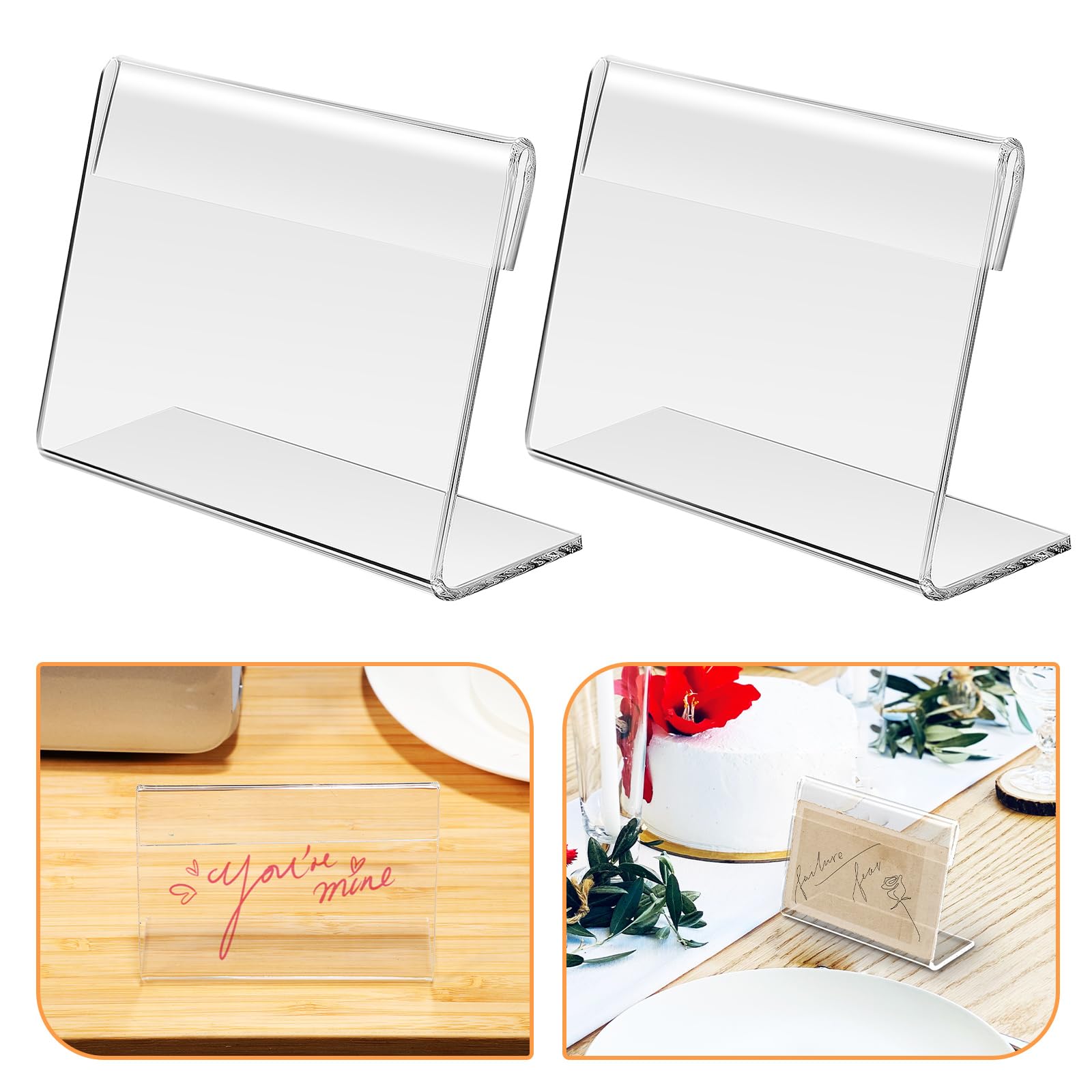 SHINEOFI Lot de 36 Porte-enseignes de Magasin Transparents en Acrylique 1,4 Mm Mini Présentoirs 90 X 60 X 28 Mm pour Cartes de Visite Supports Polyvalents pour Bureau Vente Détail