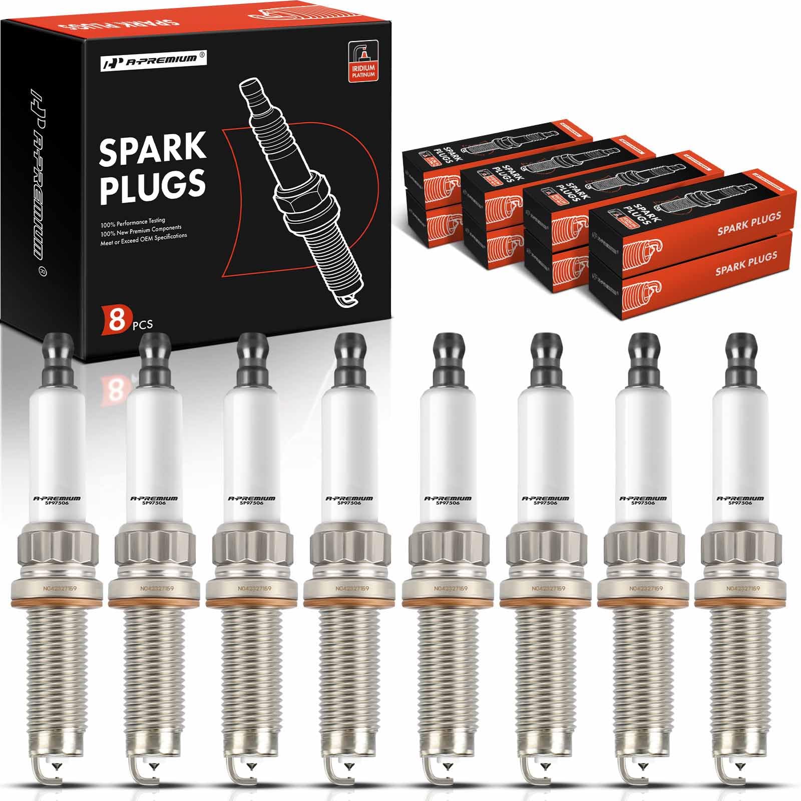A-PremiumIridium Platinum Spark Plugs Compatible with BMW X5 2013-2018, 550i, 550i GT, 550i xDrive, 550i GT xDrive, 750i, xDrive 750i, 750Li, xDrive 750Li, X6, 650i, Gran Coupe 650i, Pack of 8