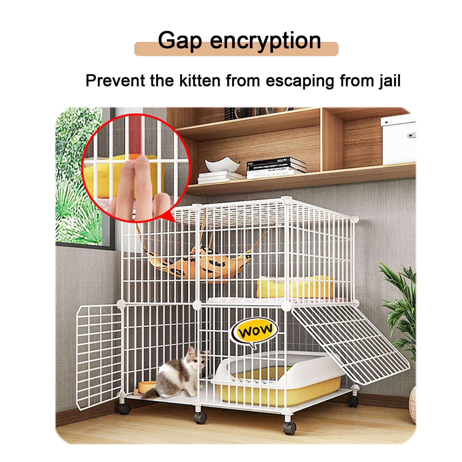 Gabbie per Gatti - Recinto per Gatti per Gatti da Interno, può spostarsi Staccabile Non occupa Spazio Cuccia per Gatti per 1-2 Gatti Gabbia per Animali Domestici (Dimensioni: 111x49x73) Cald