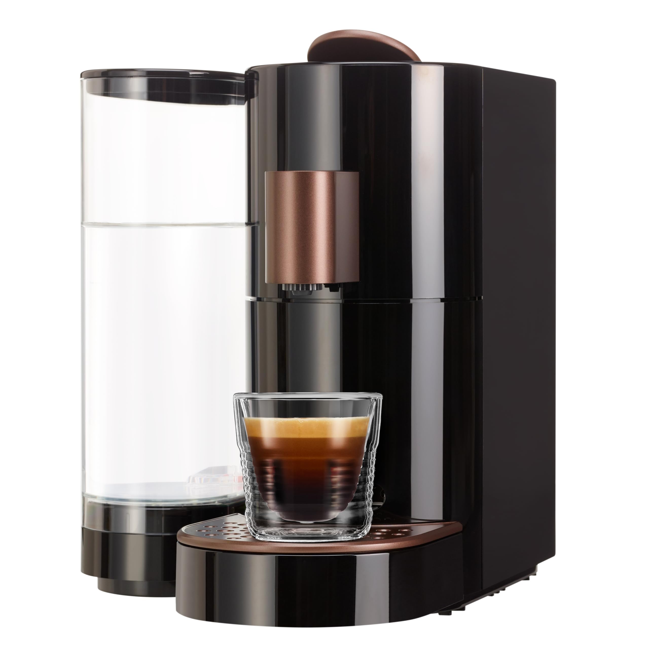 K-fee TWINS II Máquina de Cápsulas para Café, Té y Cacao | Cafetera para tazas grandes | Calentamiento rápido | Depósito de agua de 2,3 L | 19 Bar | Negro Cobre