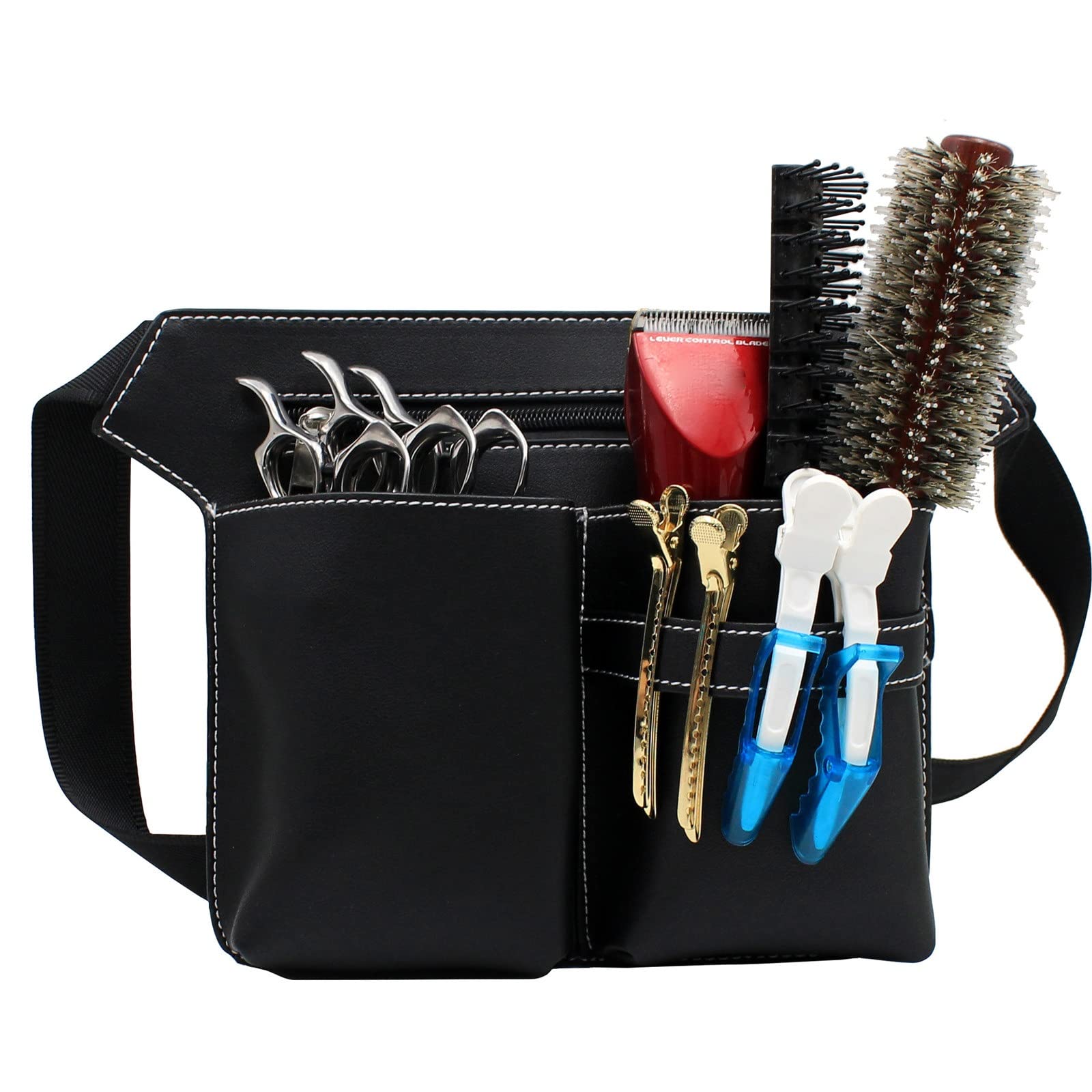 FDEFIRTFG Hairdressing Tool Belt Bag, Pouch Holder Scissor Bag with Waist Belt for Hairdressers(Noir)