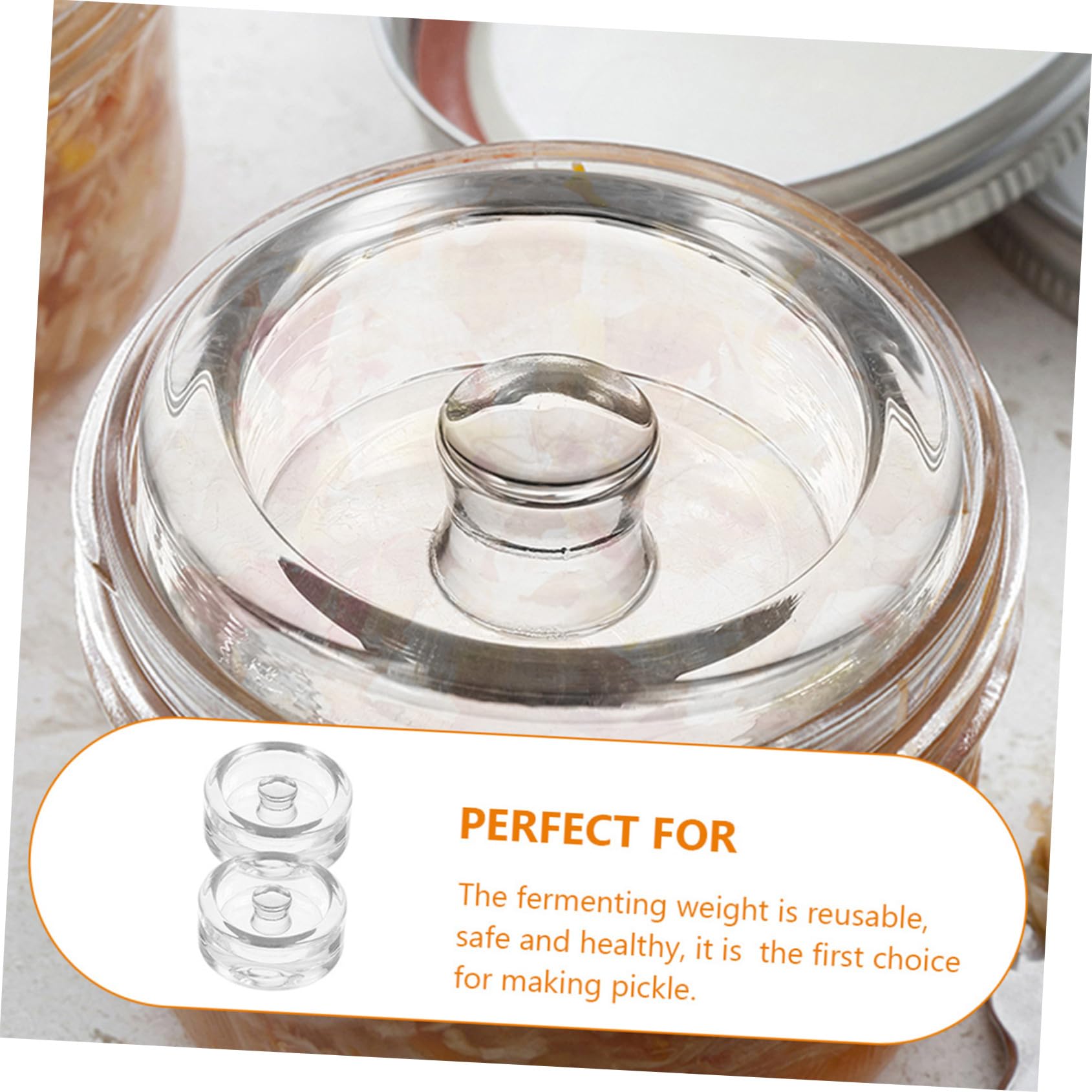 SEWACC Pesas de Fermentación de Vidrio 2 Unidades para Tarros de Boca Ancha, Tapas Pesadas para Fermentar, Diseño Compacto y Ligero, Aptas para Fermentación en Cocina y Conservación