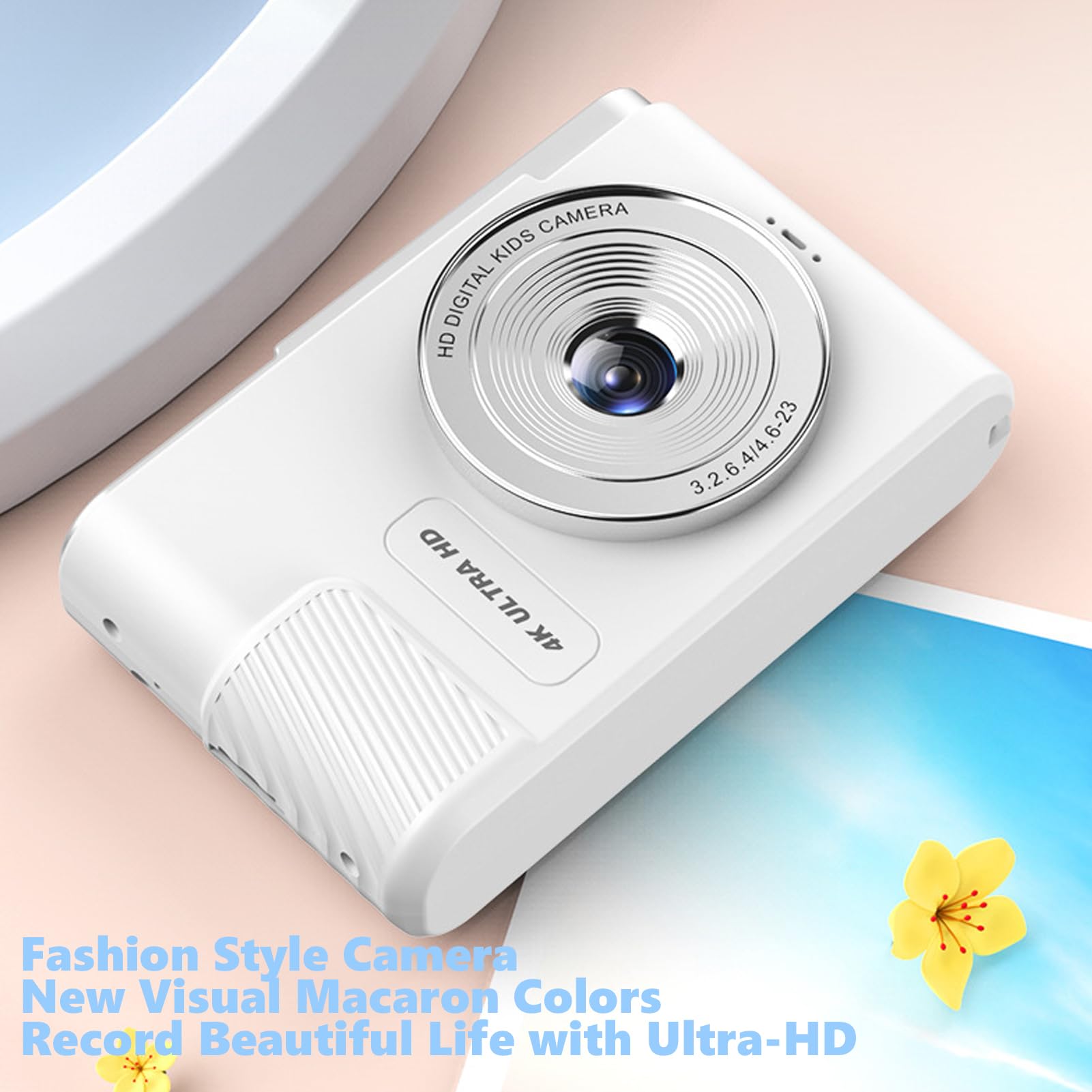 4K-Digitalkamera, 48-MP-Vlogging-Kamera, 64-GB-Speicherkartenunterstützung, Tragbare Kompaktkamera für Fotografie, Point-and-Shoot-Digitalkameras für Reisen, 16-facher Zoom
