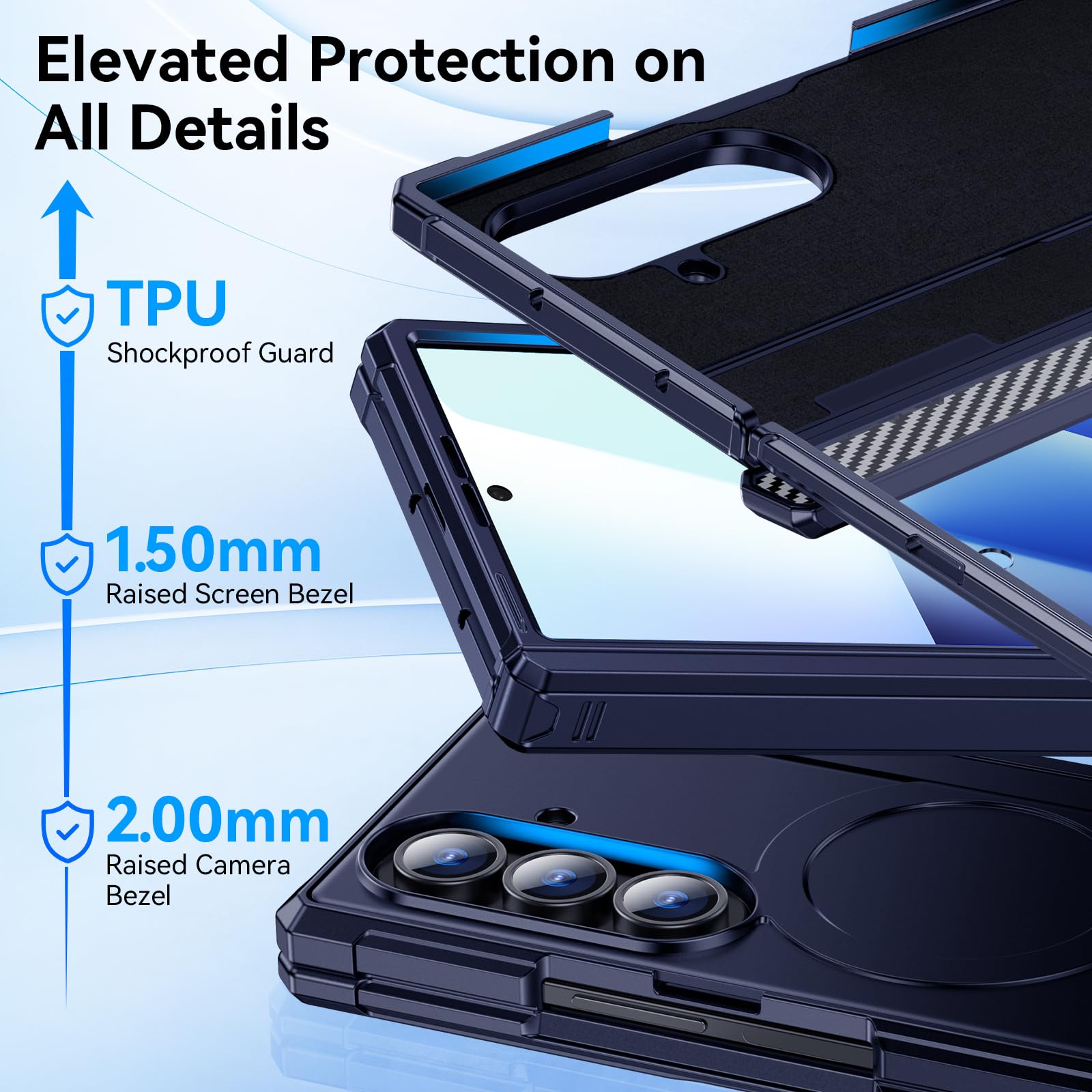 Funda magnética para Samsung Galaxy Z-Fold-7: doble soporte horizontal y vertical, compatible con MagSafe, con protector de pantalla, protección robusta con bisagras, funda para teléfono