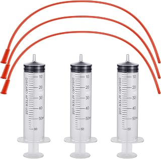 3 Sets Puppy Kitten Feeding Tube Kit, 3 Pcs 60 ml Clear Plastic Goat Syringe 3 Pcs 14 FR Red Rubber Feeding Tube, Feeding Syringe Feeding Tube Supplies for Lamb Goat Animals