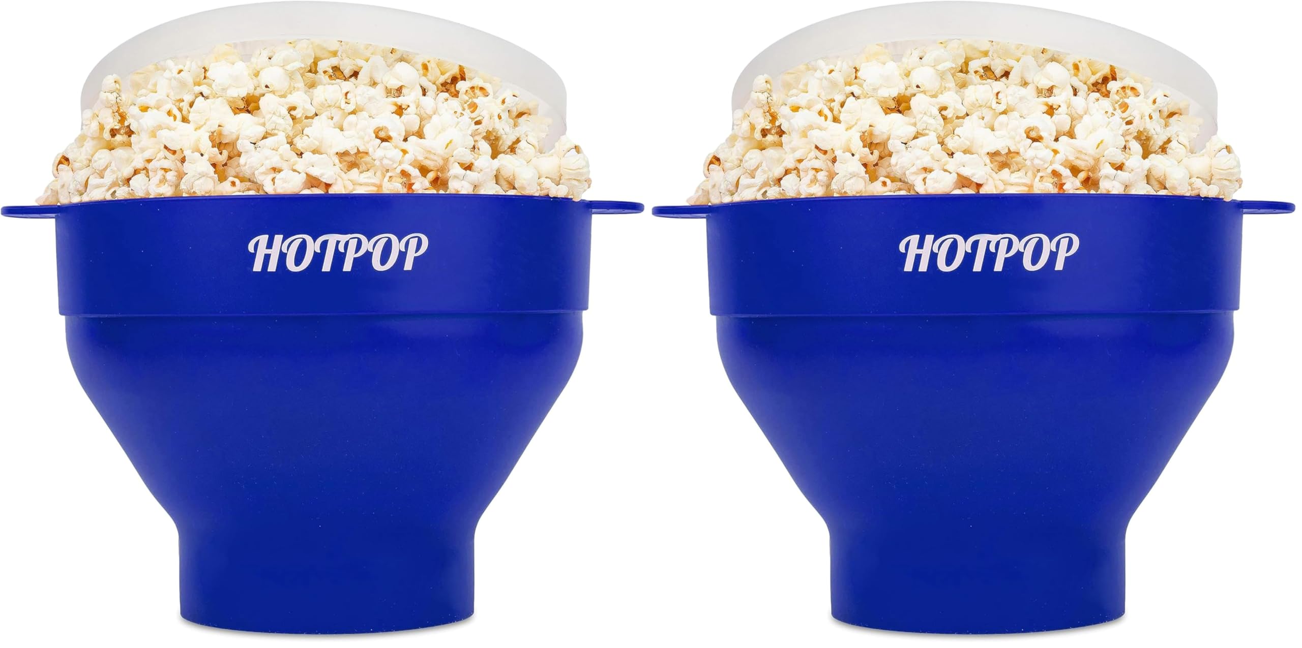 The Original Hotpop Microwave Popcorn Popper, Silicone Popcorn Maker, Collapsible Bowl BPA-Free and Dishwasher Safe- 20 Colors Available (Blue) (Pack of 2)