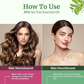 SVA Tea Tree Essential Oil - 1 Fl Oz - 100% Natural Tea Tree Oil - for Diffuser, Hair Care, Face, Skin Care, Aromatherapy, Scalp and Body Massage, Soap and Candle Making - with Dropper