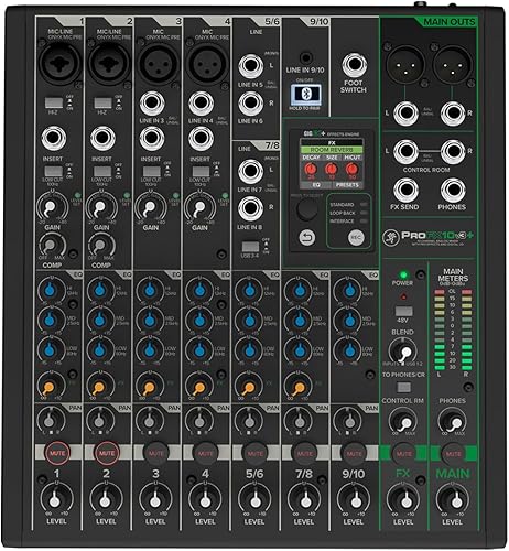 Miniatura 2 de Mackie ProFX10v3+ Mezclador analógico profesional de 10 canales con USB, preamplificadores de micrófono Onyx, motor de efectos GigFX y Bluetooth